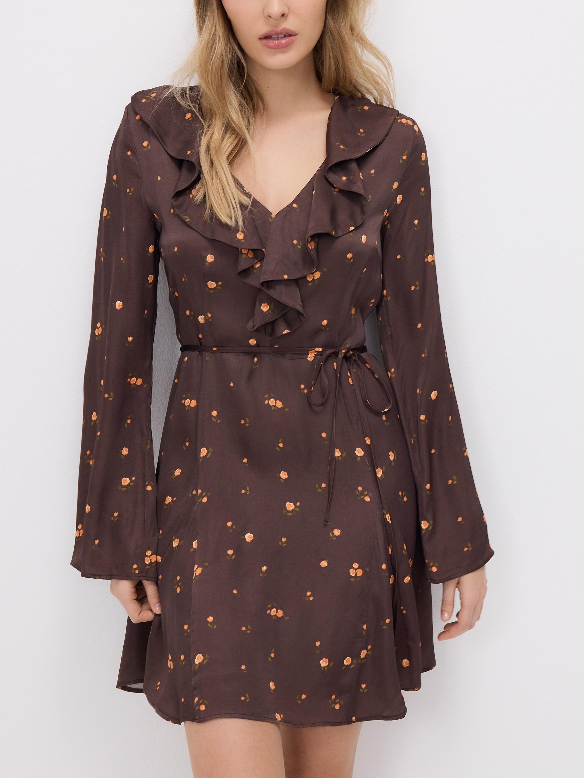 Brown Viscose Dress, Brown, medium