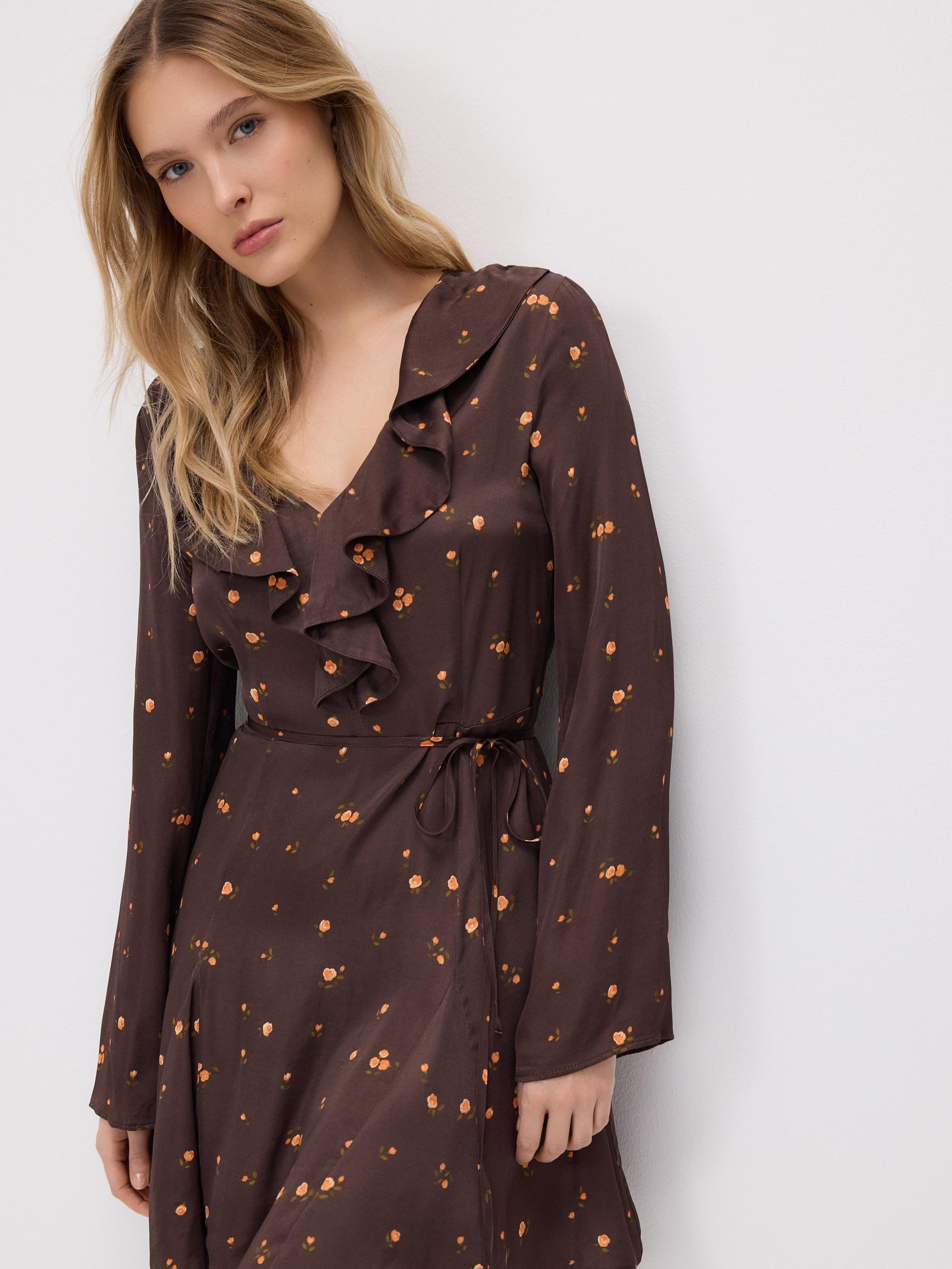 Brown Viscose Dress, Brown, medium