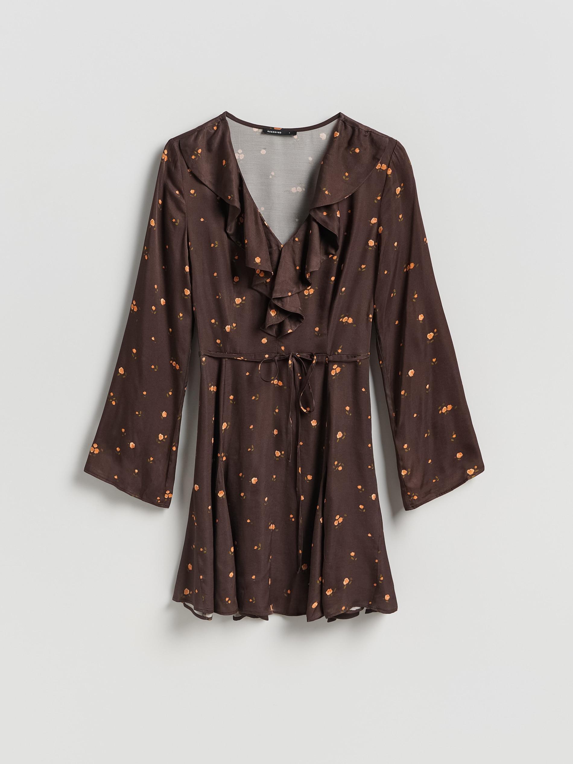 Brown Viscose Dress, Brown, large image number 4