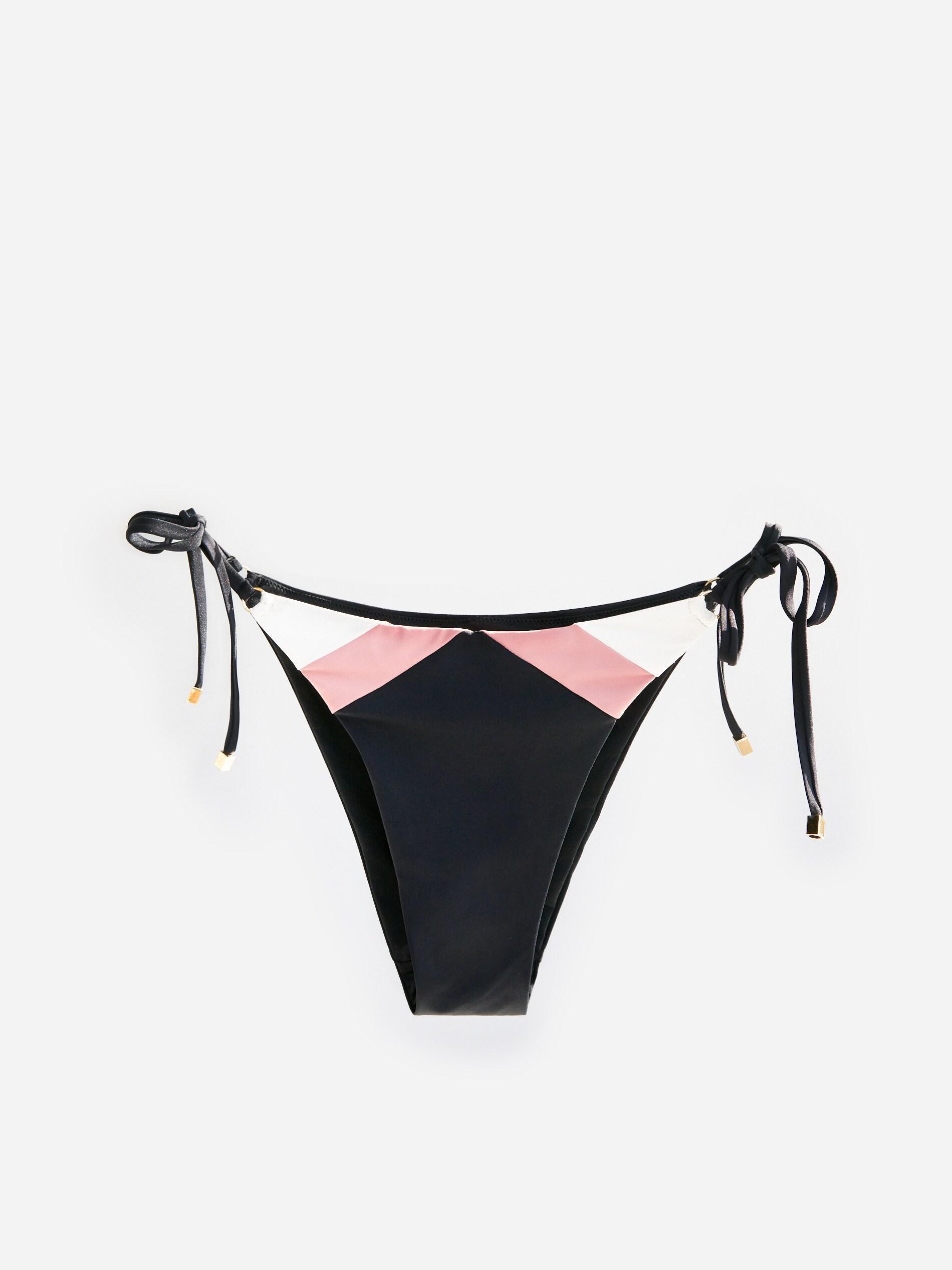 Black Bikini Knickers With Tie Details, Women, , large image number 0