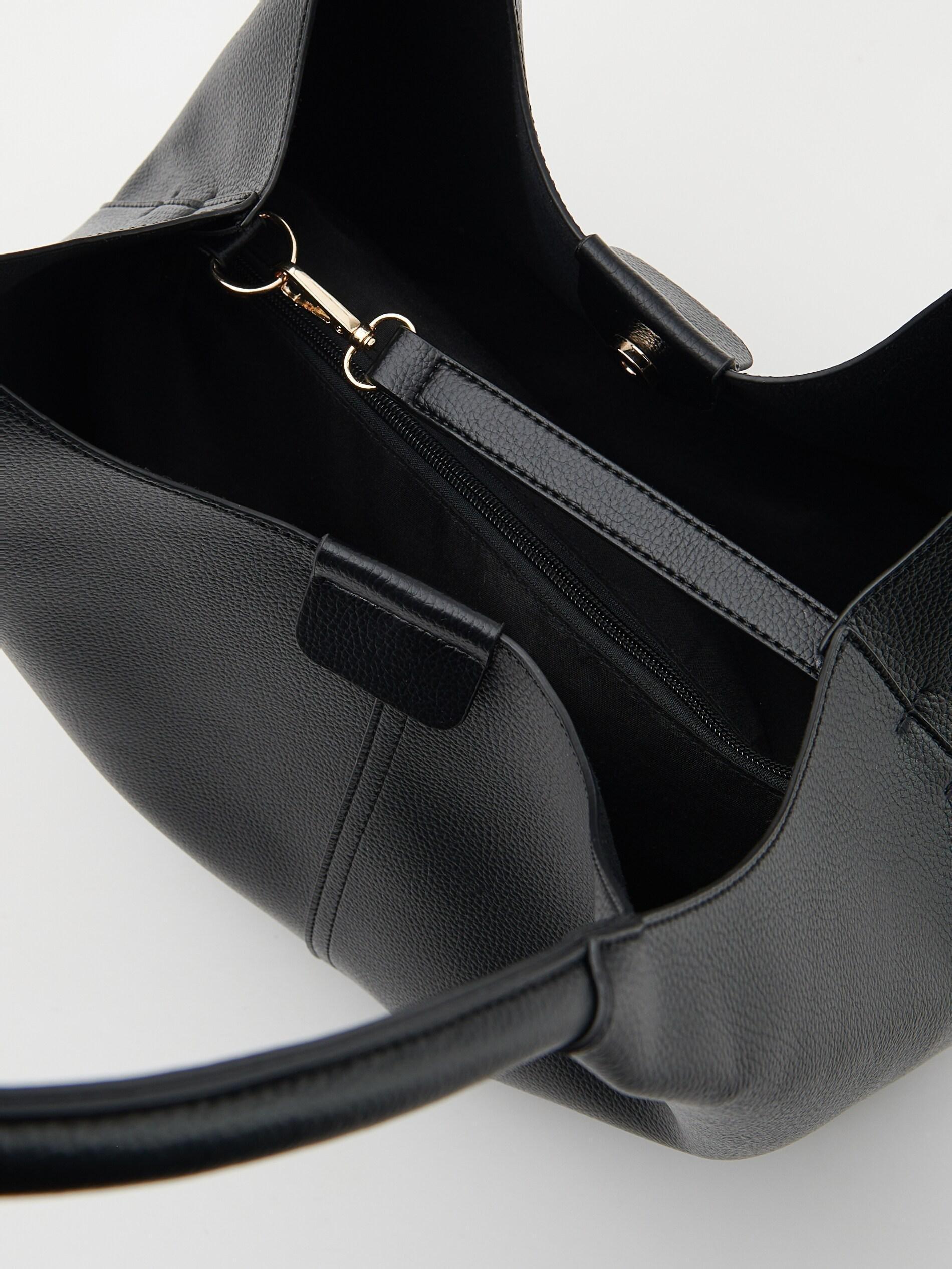 Black Hobo Bag, Black, large image number 4