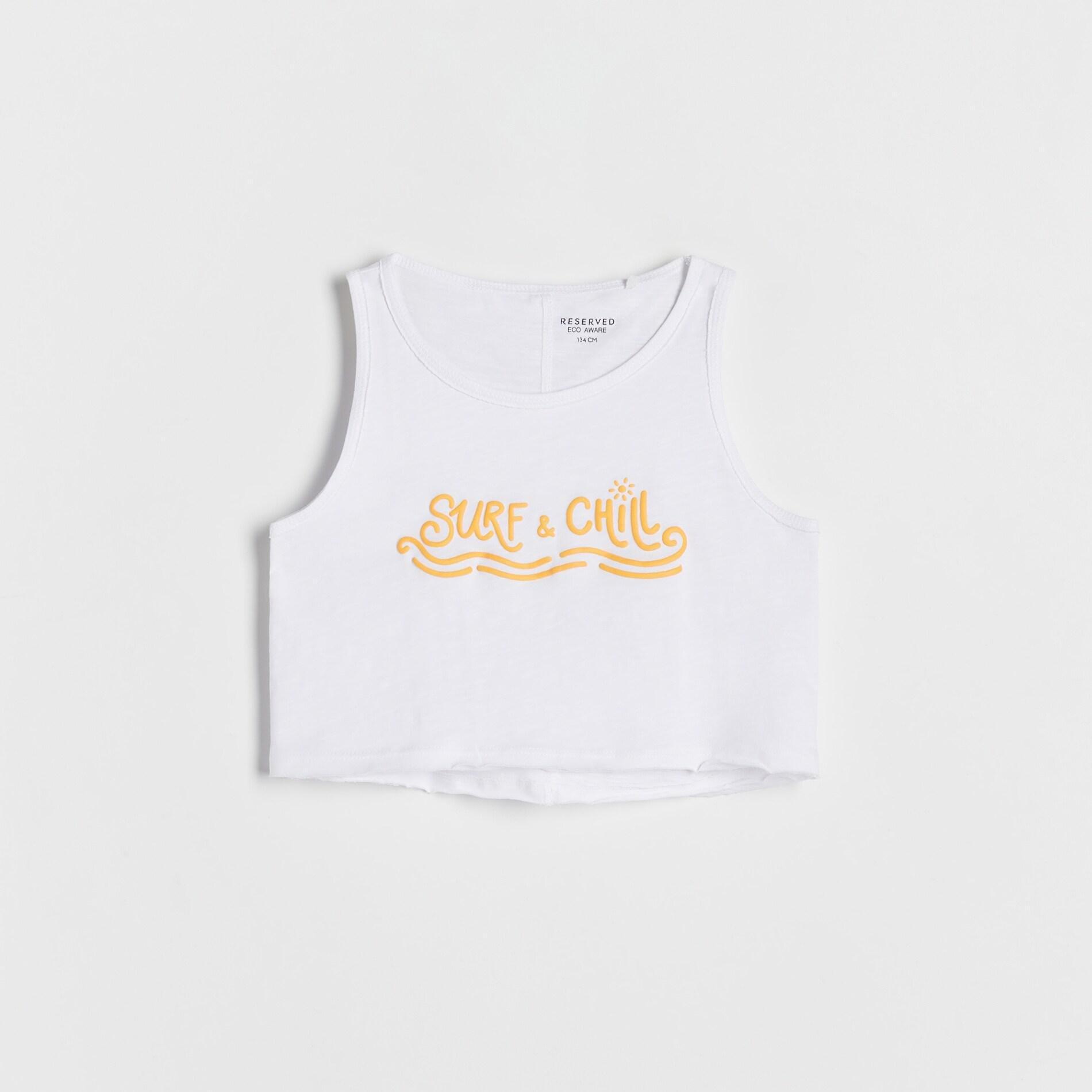 White Printed Crop Top, Kids Girls, , large image number 1