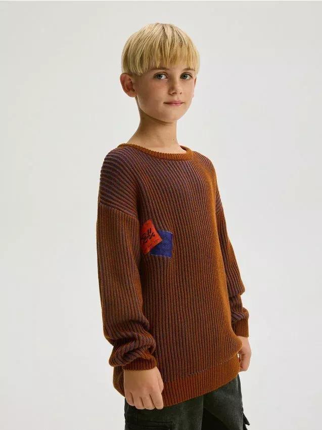 Brown Sweater Made Of Structured Fabric, , large image number 0