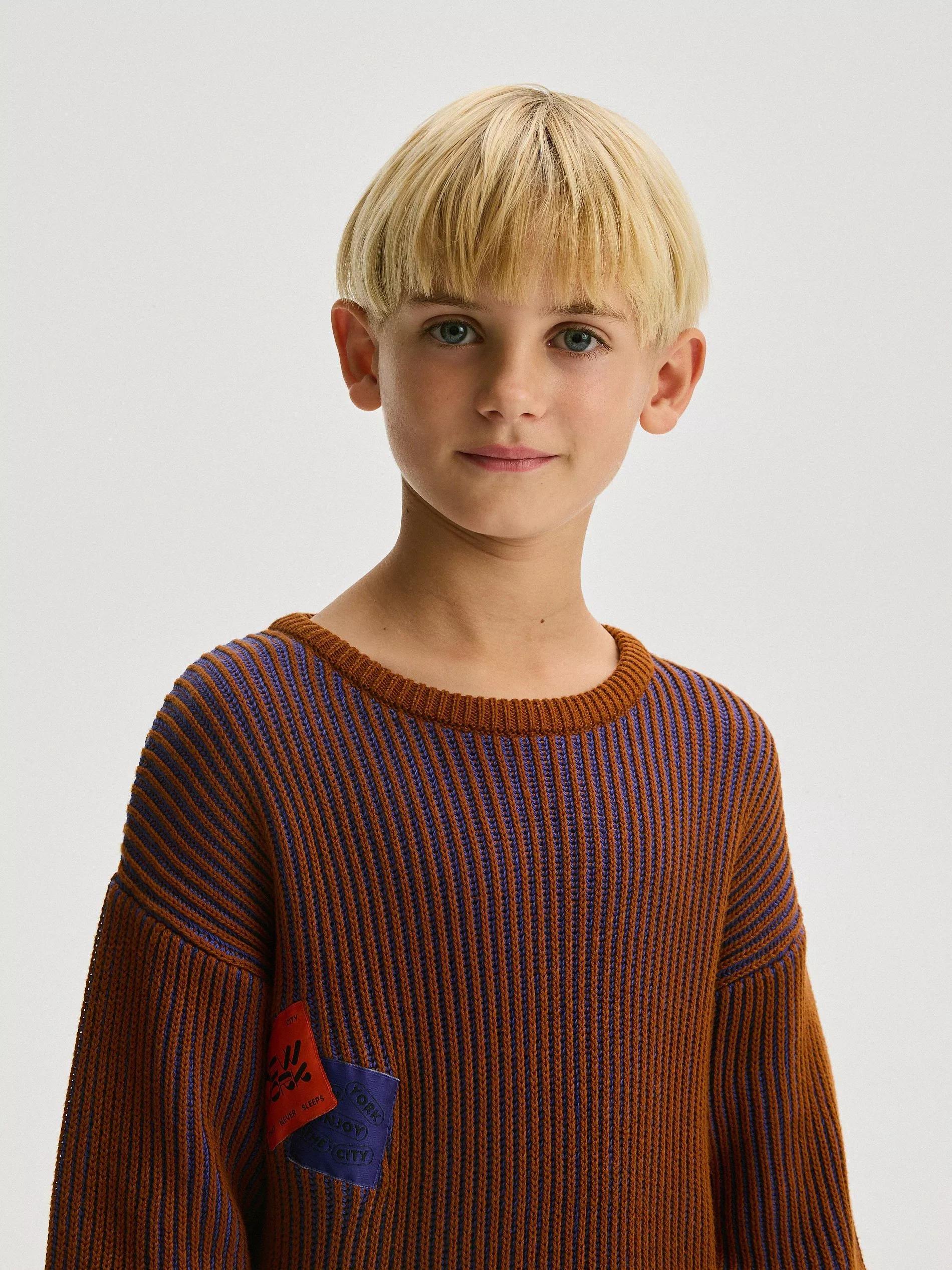 Brown Sweater Made Of Structured Fabric, , large image number 4
