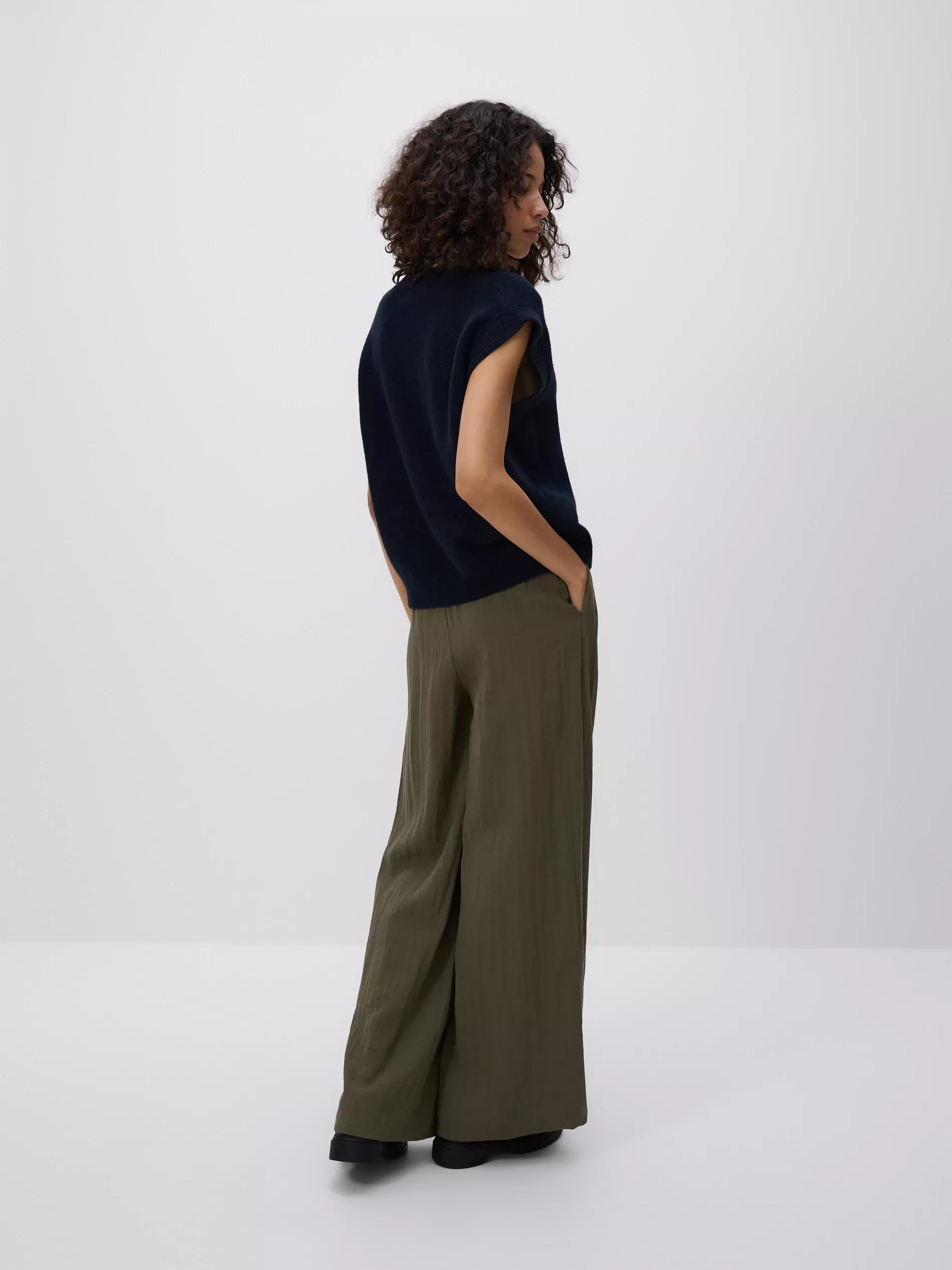 Green Loose Trousers With Viscose, Khaki, large image number 4