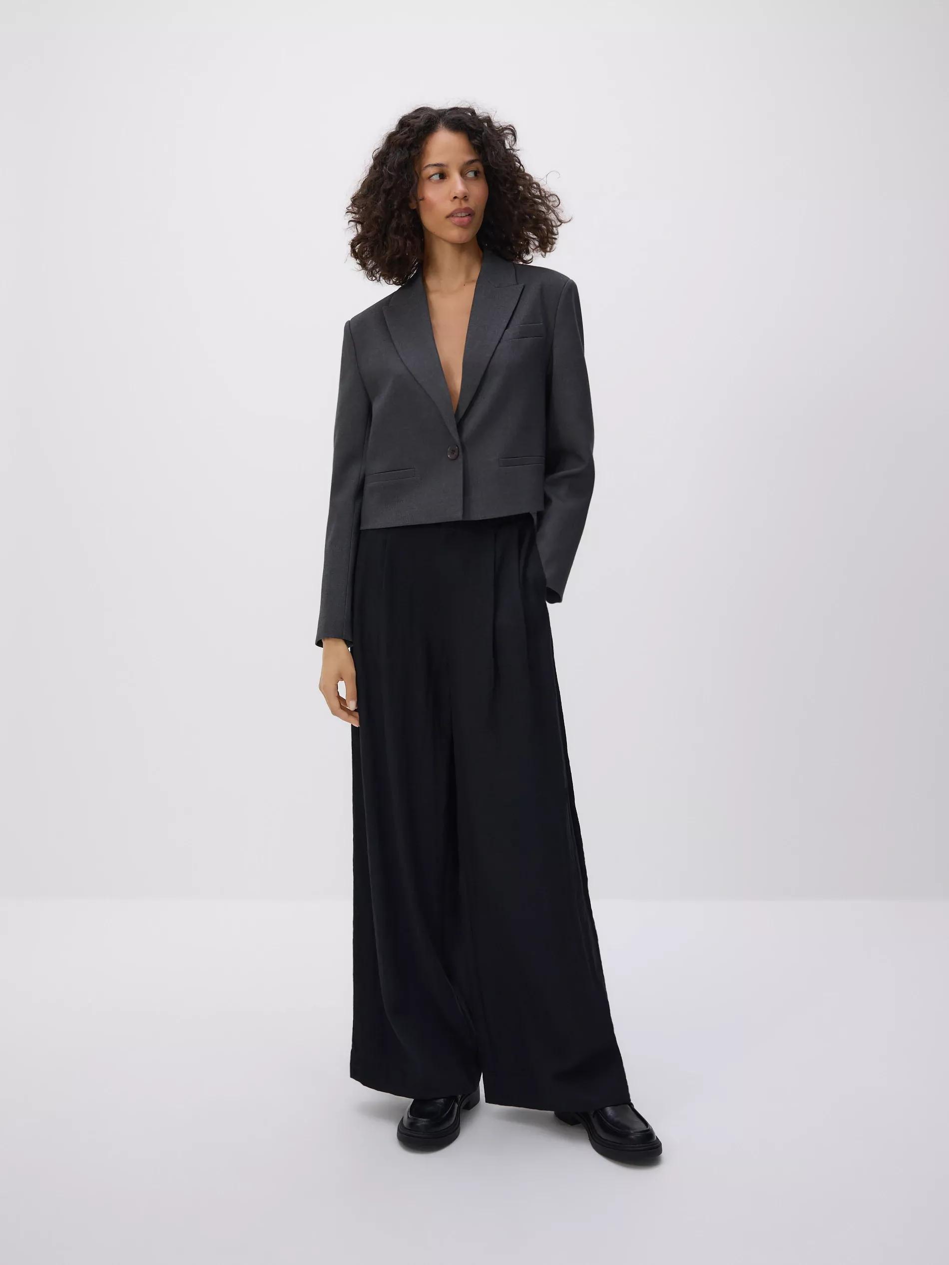 Black Loose Trousers With Viscose, Black, large image number 0