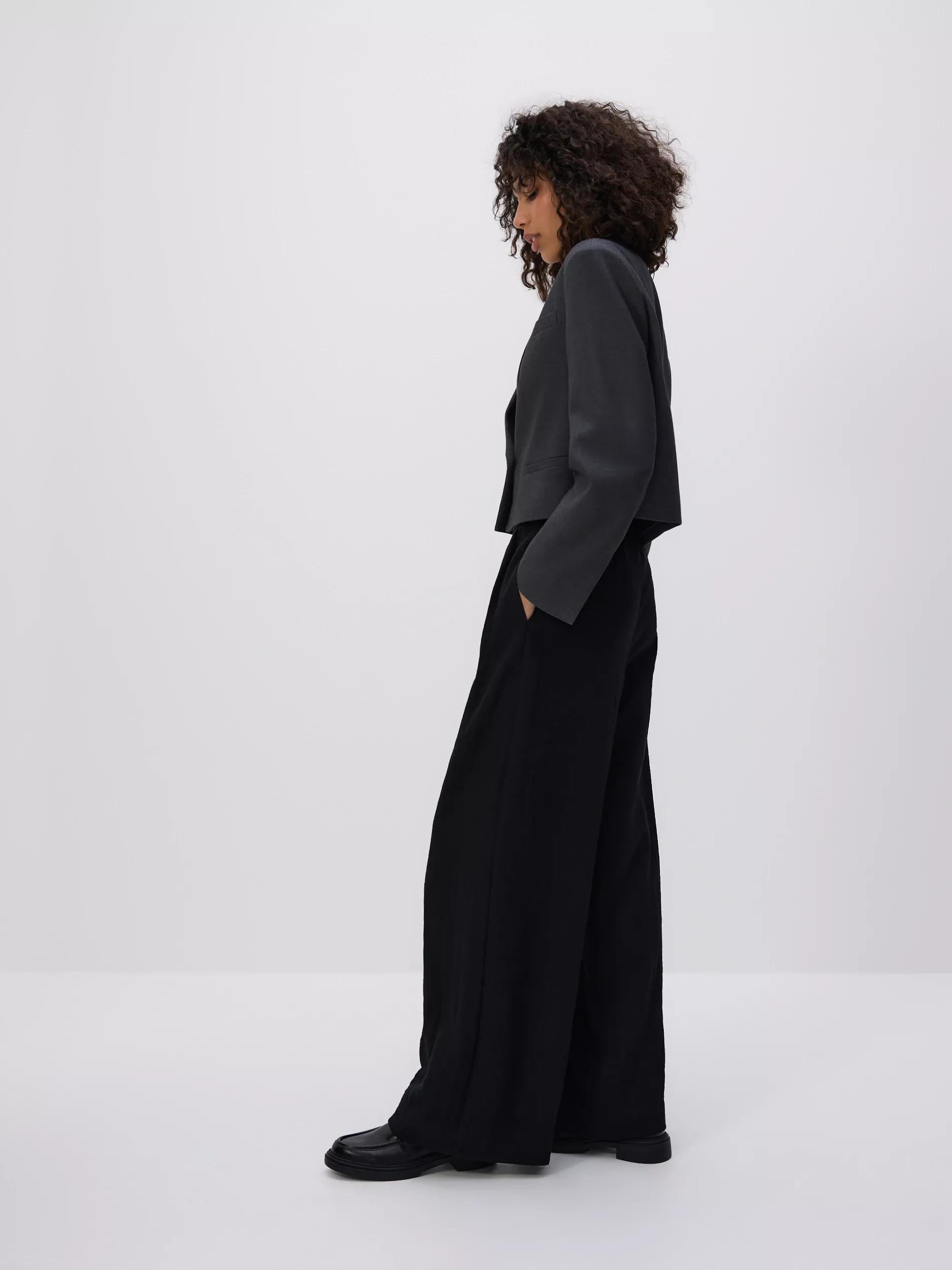 Black Loose Trousers With Viscose, Black, large image number 1