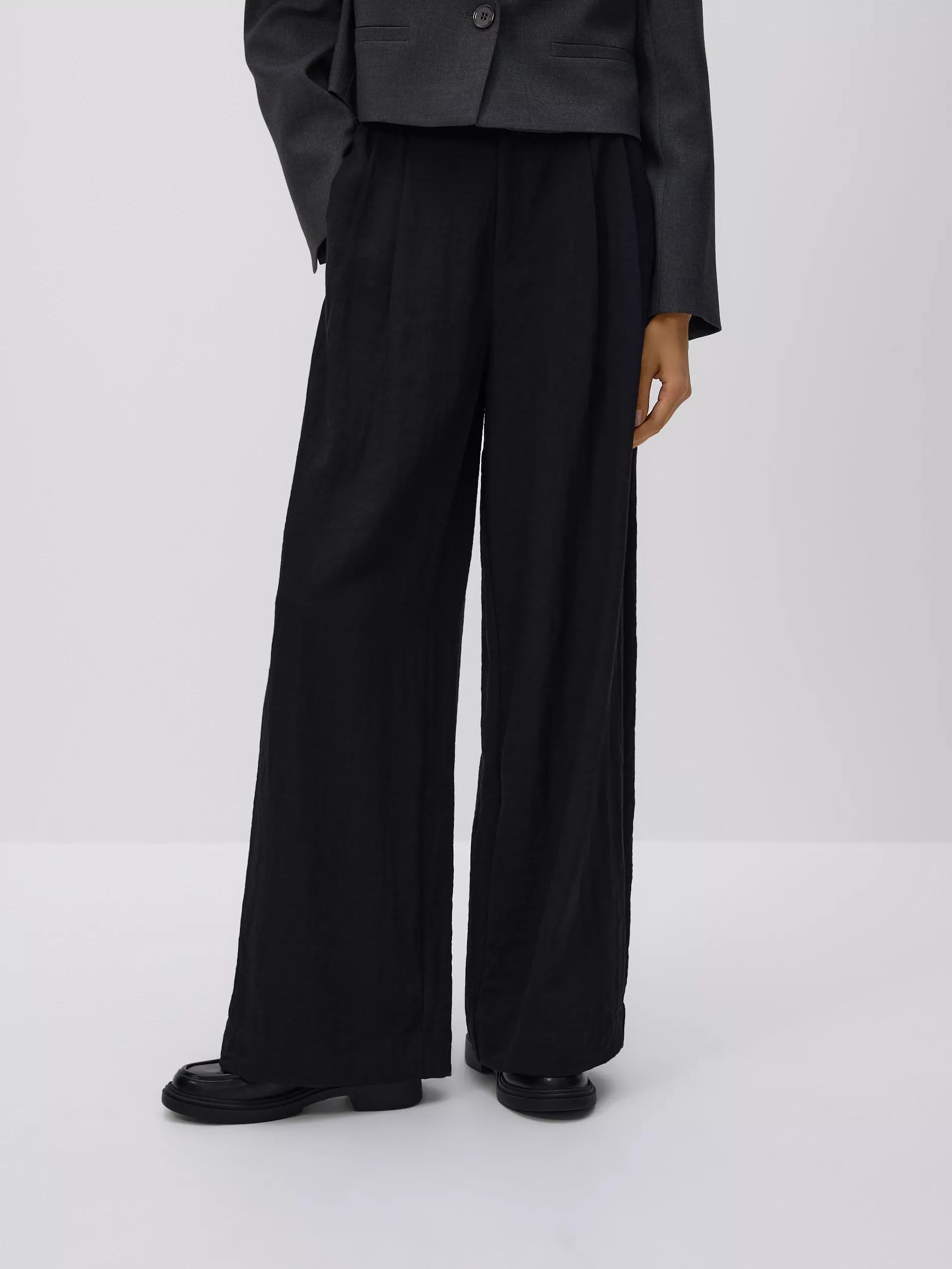 Black Loose Trousers With Viscose, Black, large image number 2