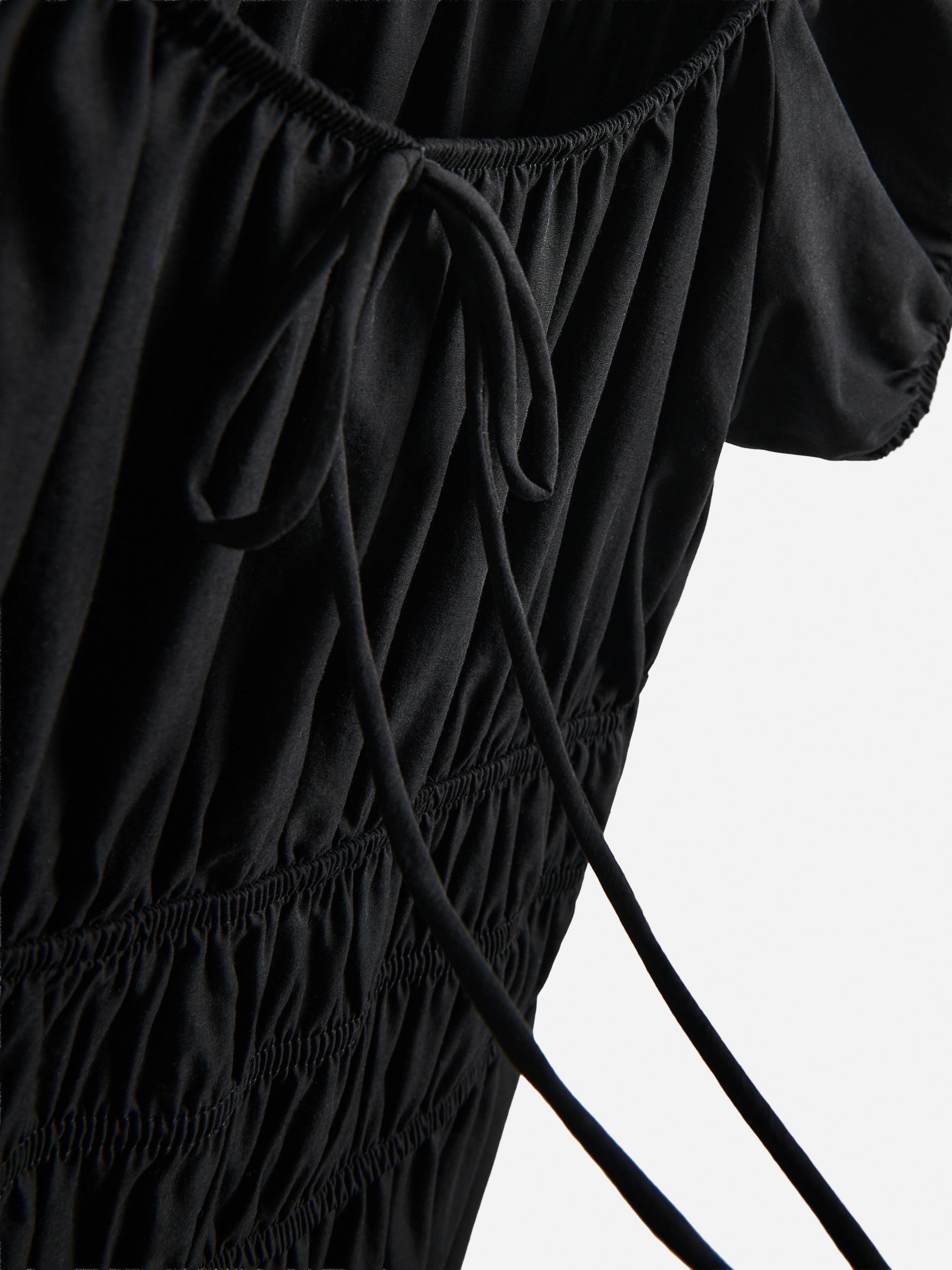 Black Patterned Maxi Dress, Black, large image number 6
