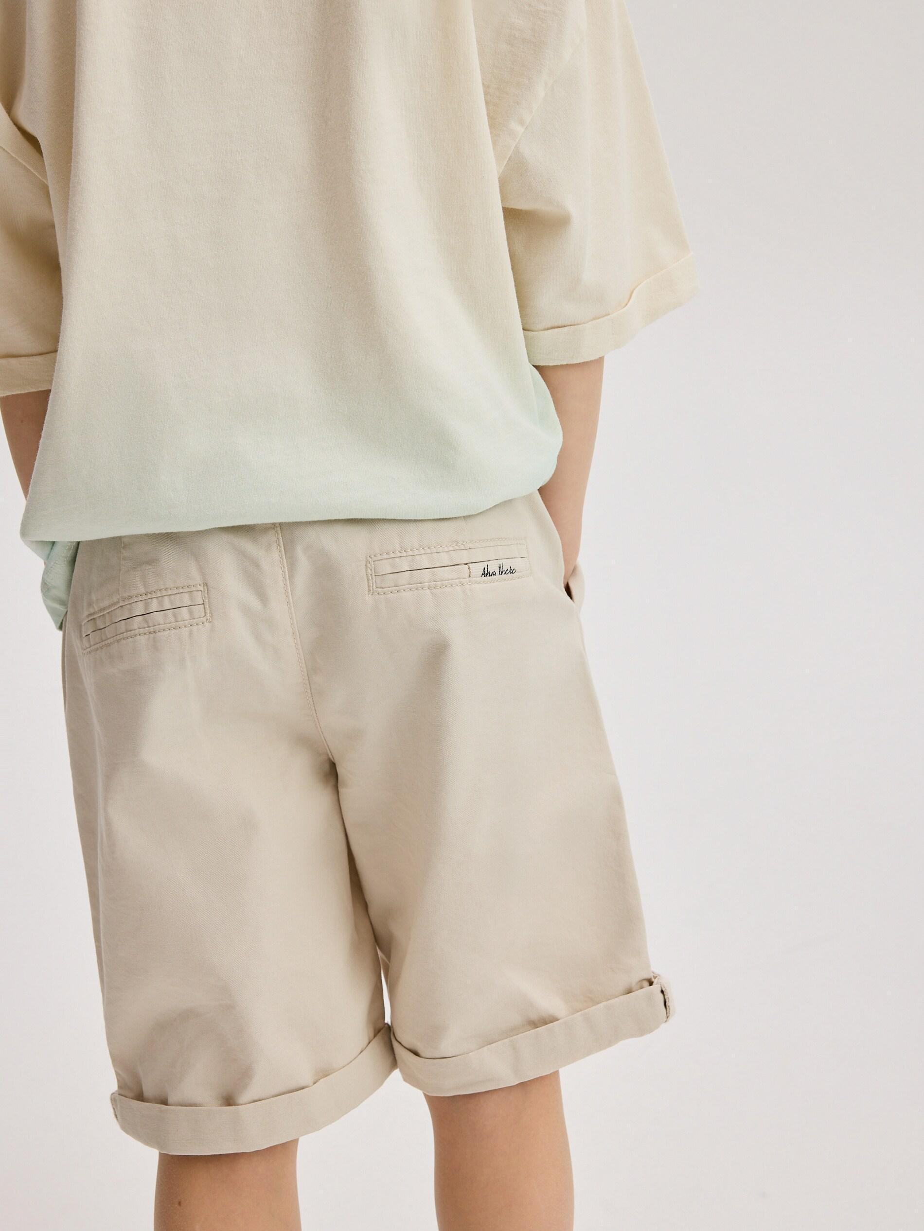 Beige Cotton Shorts, Ivory, large image number 6