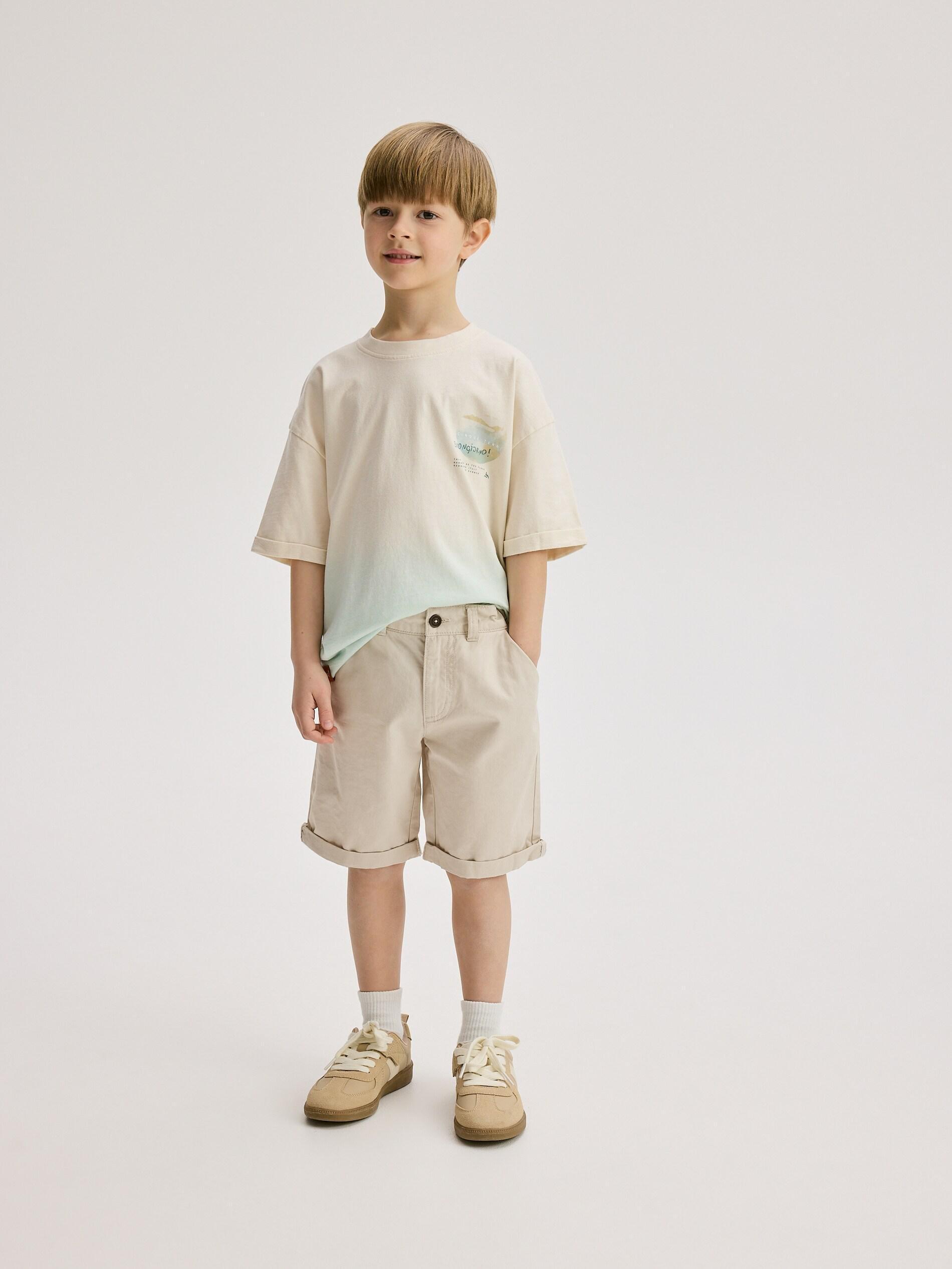 Beige Cotton Shorts, Ivory, large image number 8