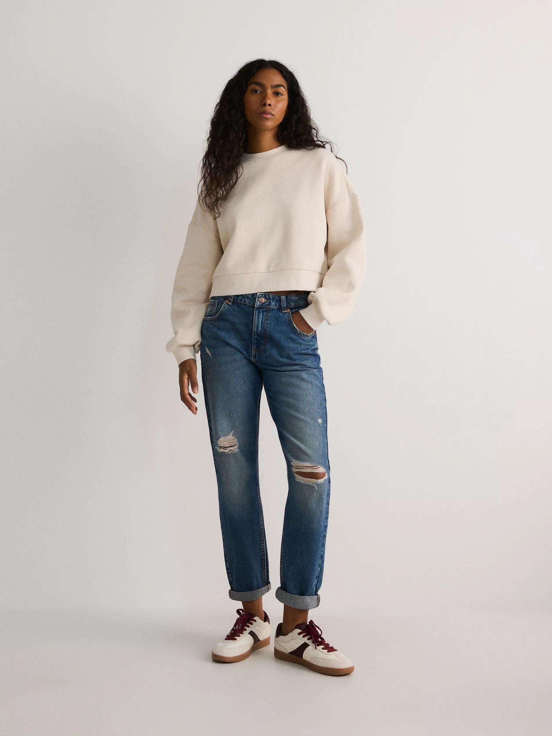 Navy Boyfriend Jeans, , large image number 0