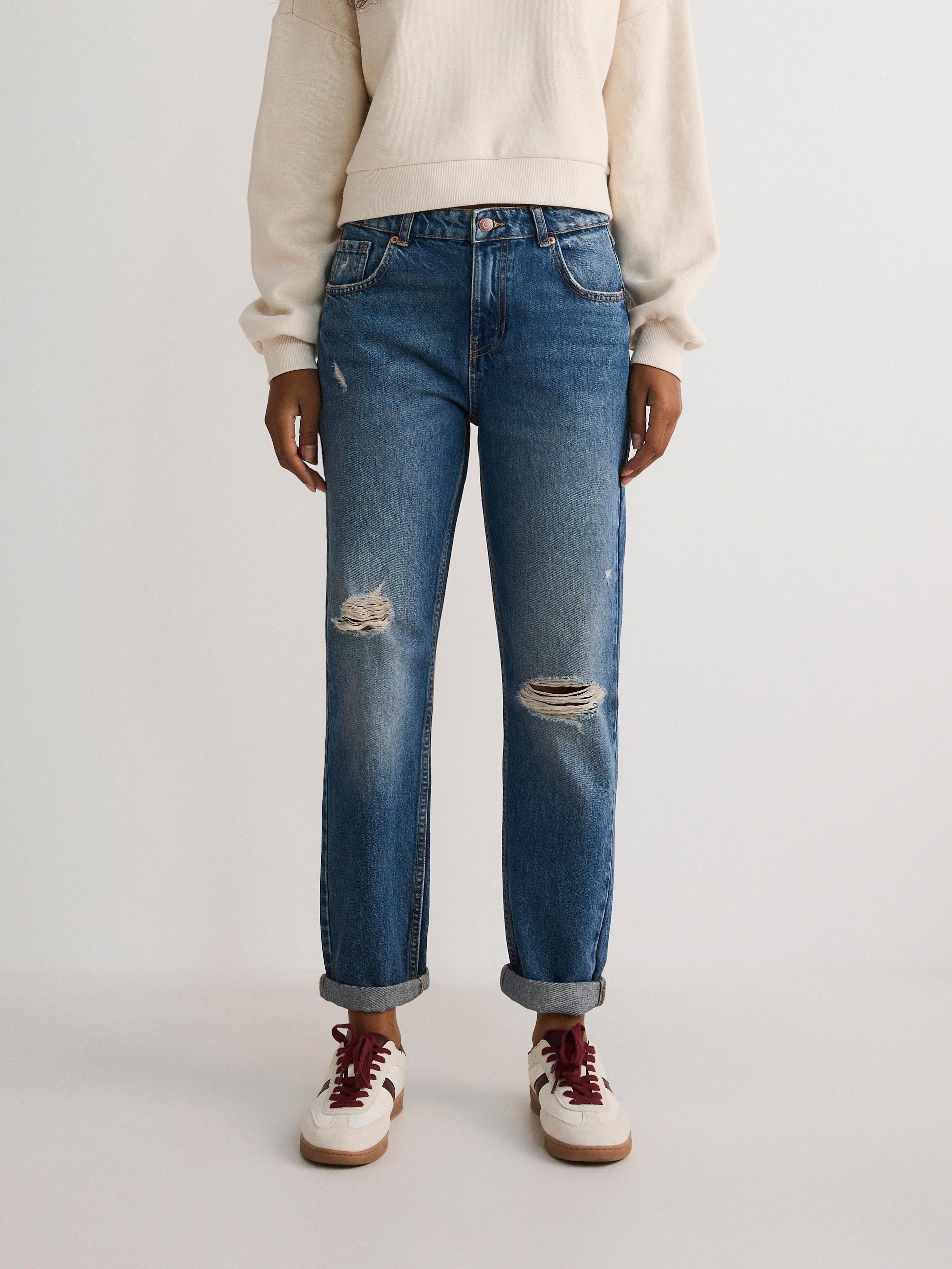 Navy Boyfriend Jeans, , large image number 1