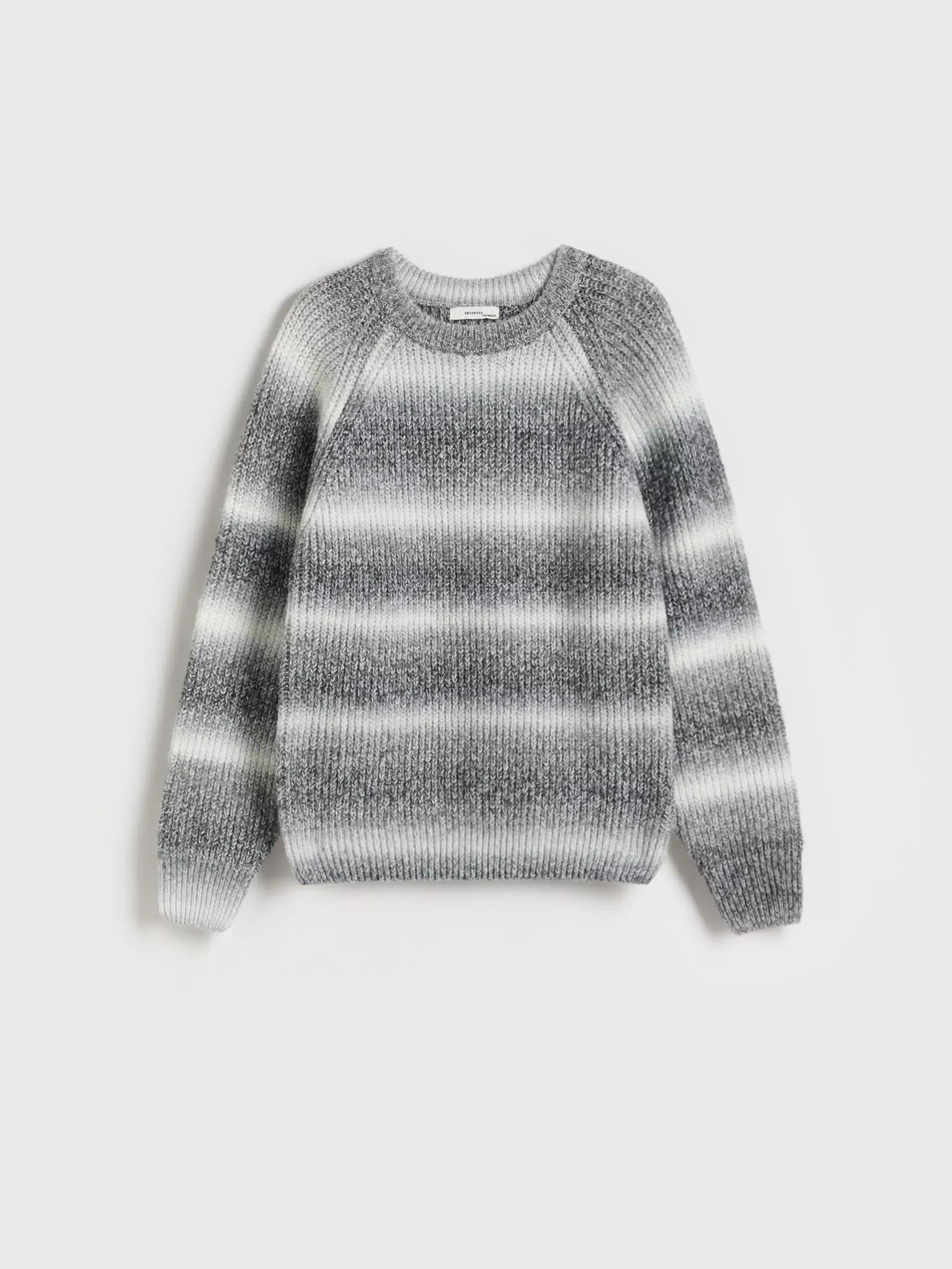 Grey Striped Sweater Made Of Structured Fabric, , large image number 2