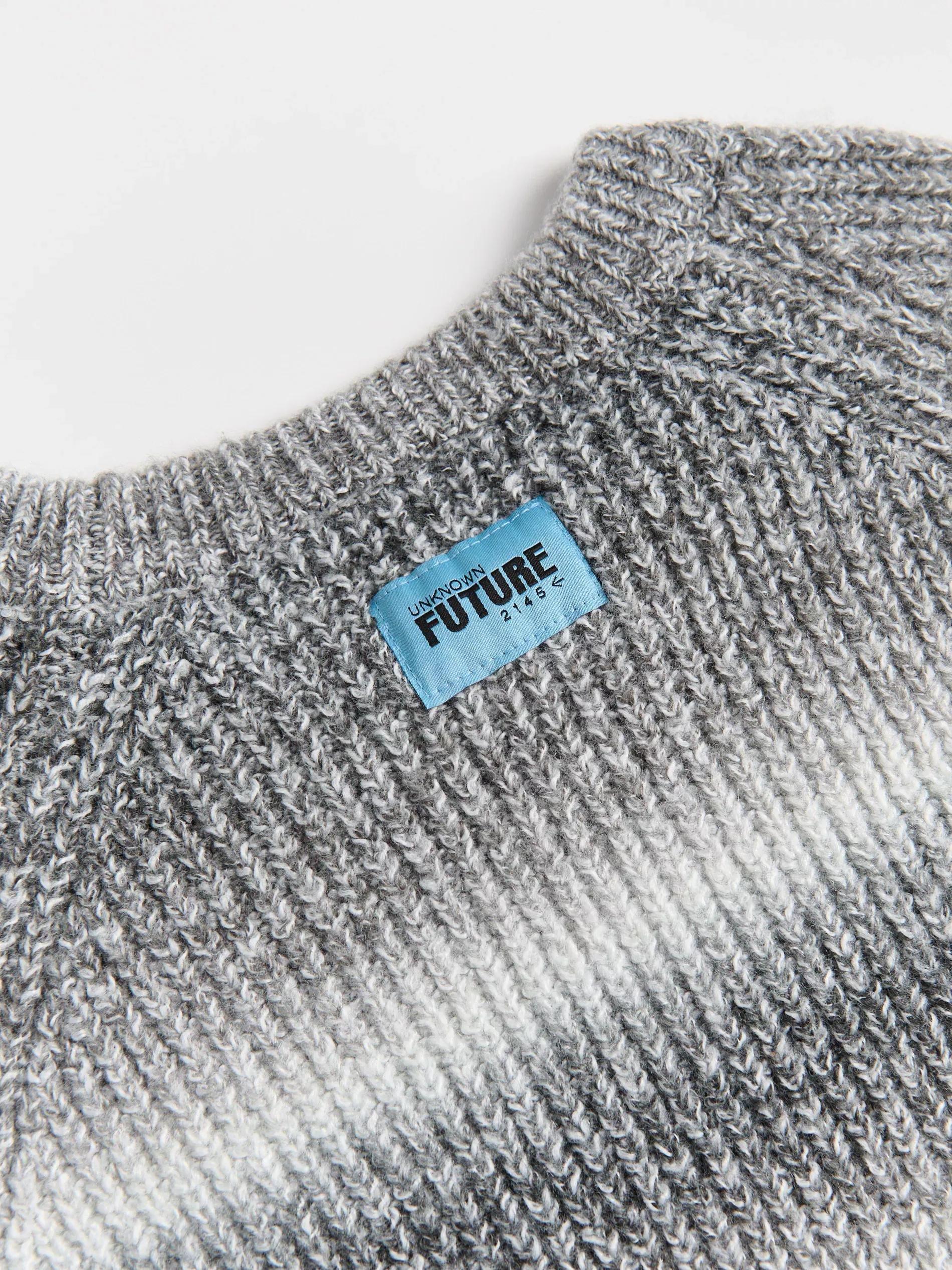 Grey Striped Sweater Made Of Structured Fabric, , large image number 4