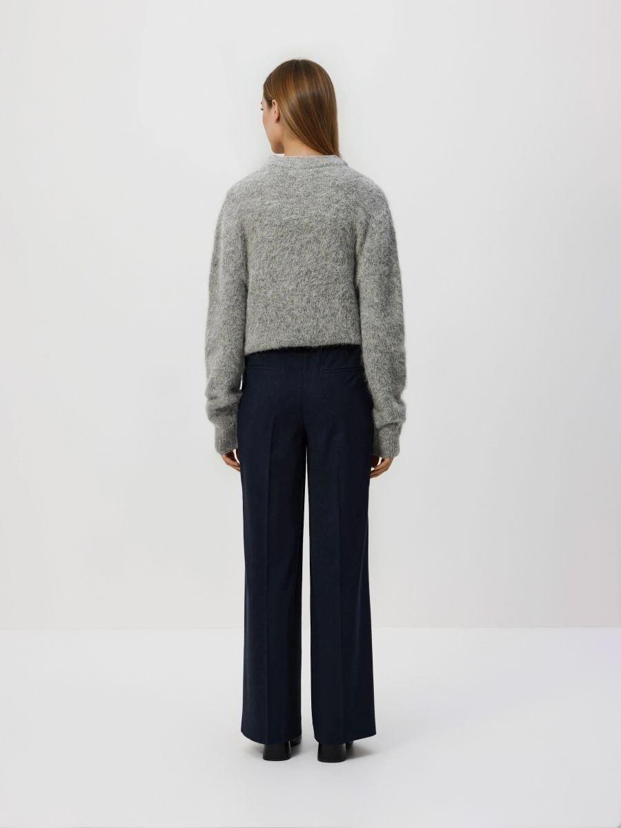 Navy Wide Trousers With Crease, Navy, large image number 1