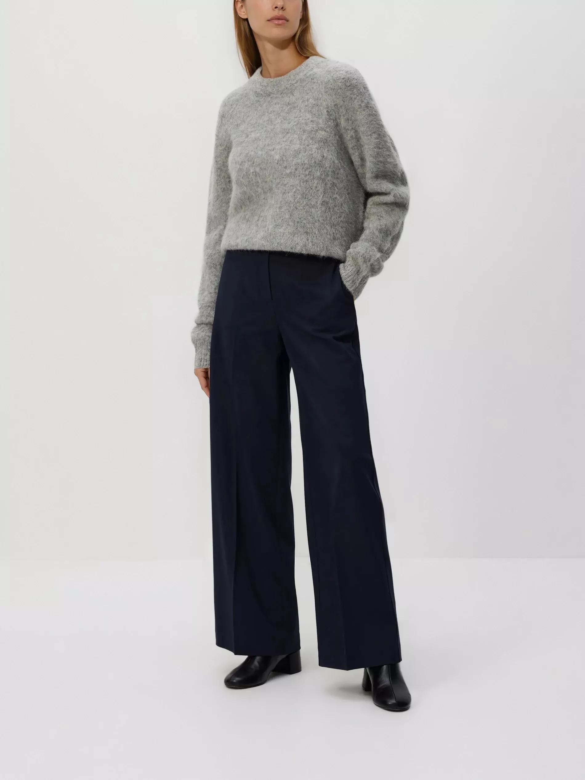 Navy Wide Trousers With Crease, Navy, large image number 2