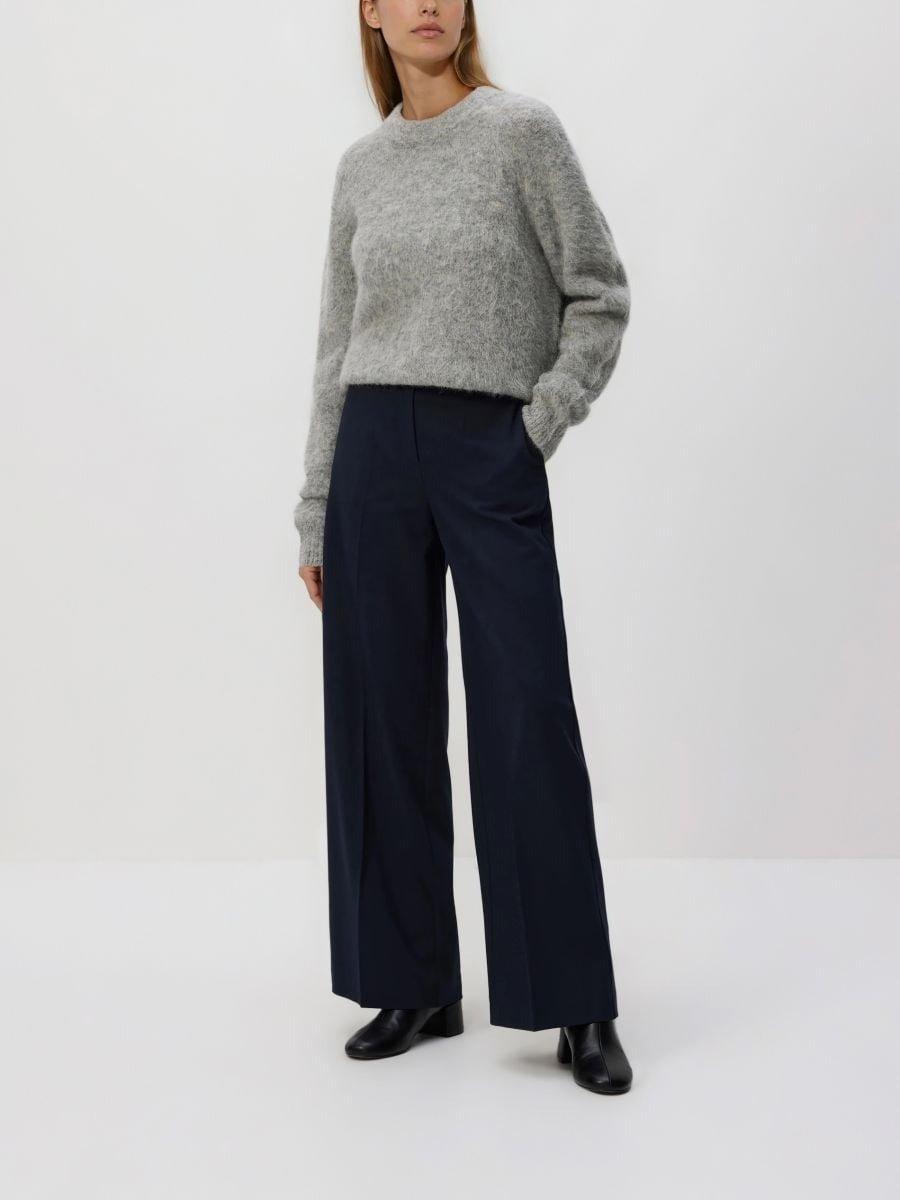 Navy Wide Trousers With Crease, Navy, large image number 3