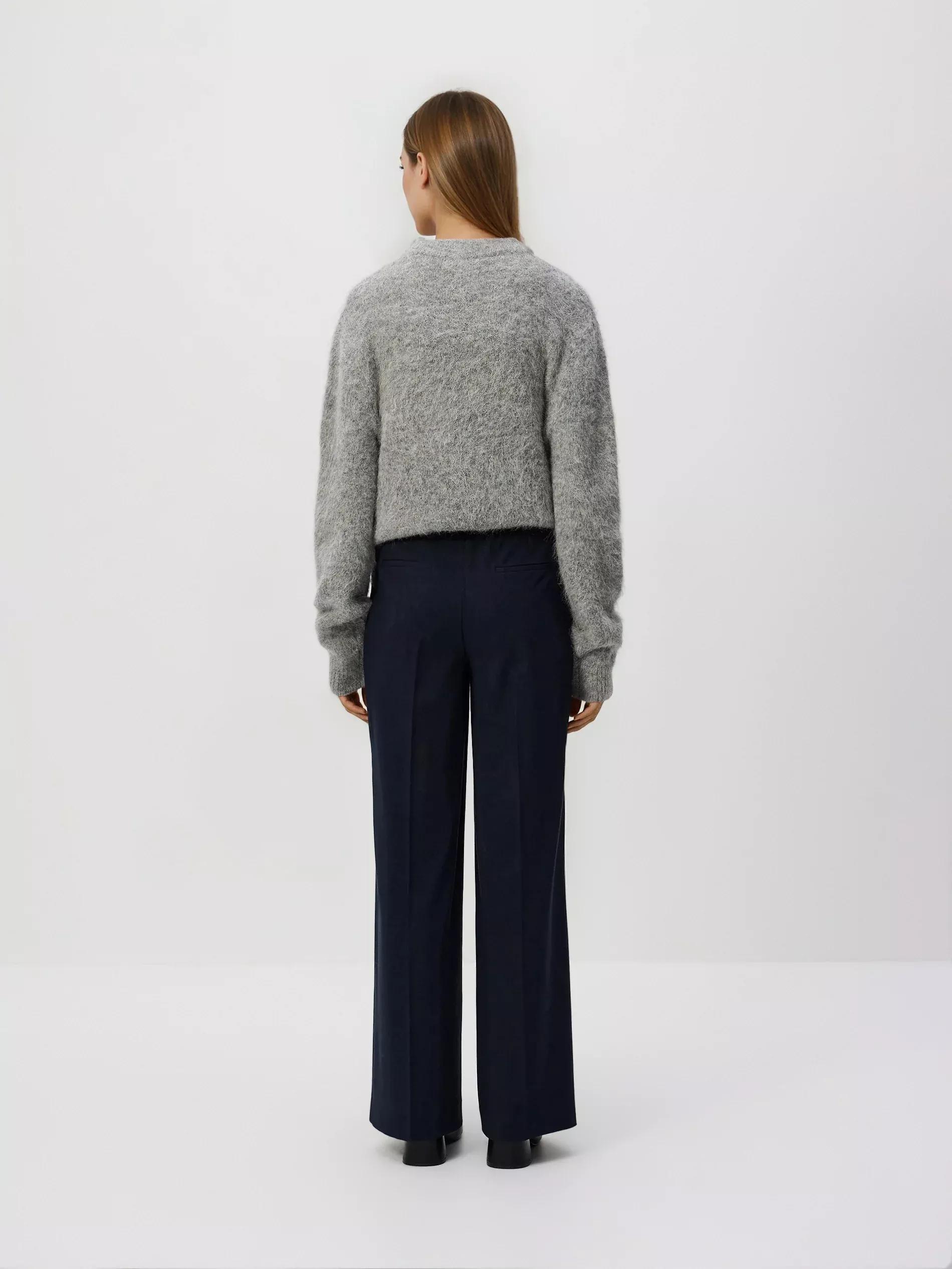 Navy Wide Trousers With Crease, Navy, large image number 6