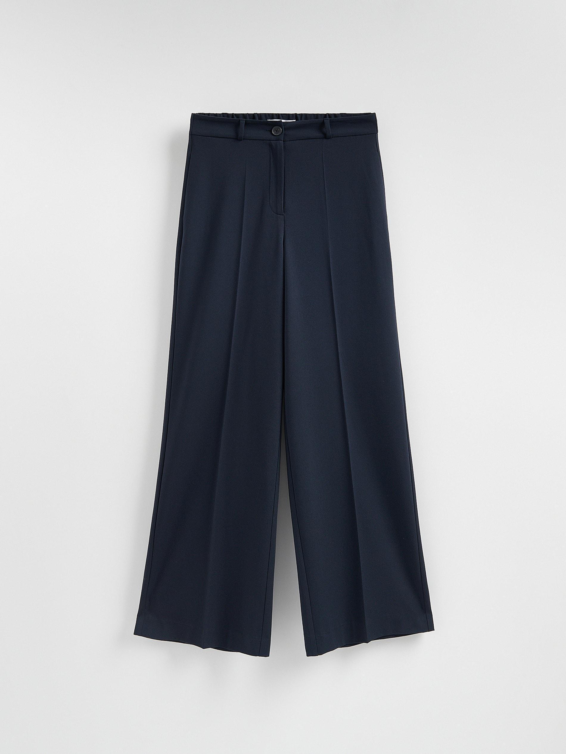 Navy Wide Trousers With Crease, Navy, large image number 7