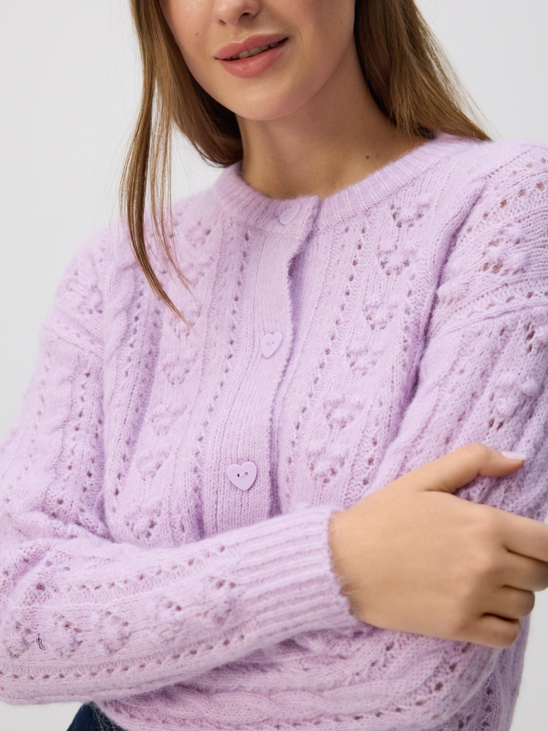 LAVENDER Cardigan with decorative buttons, Purple, medium