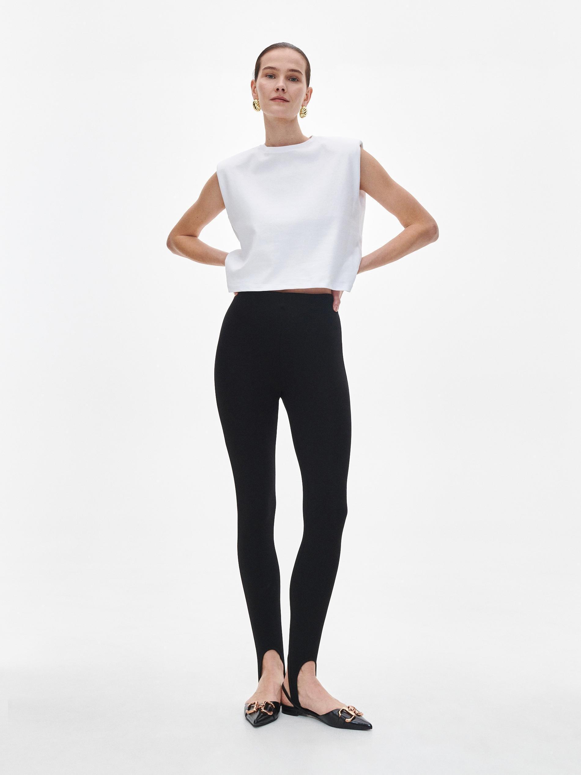 Black Viscose Rich Leggings, , large image number 0