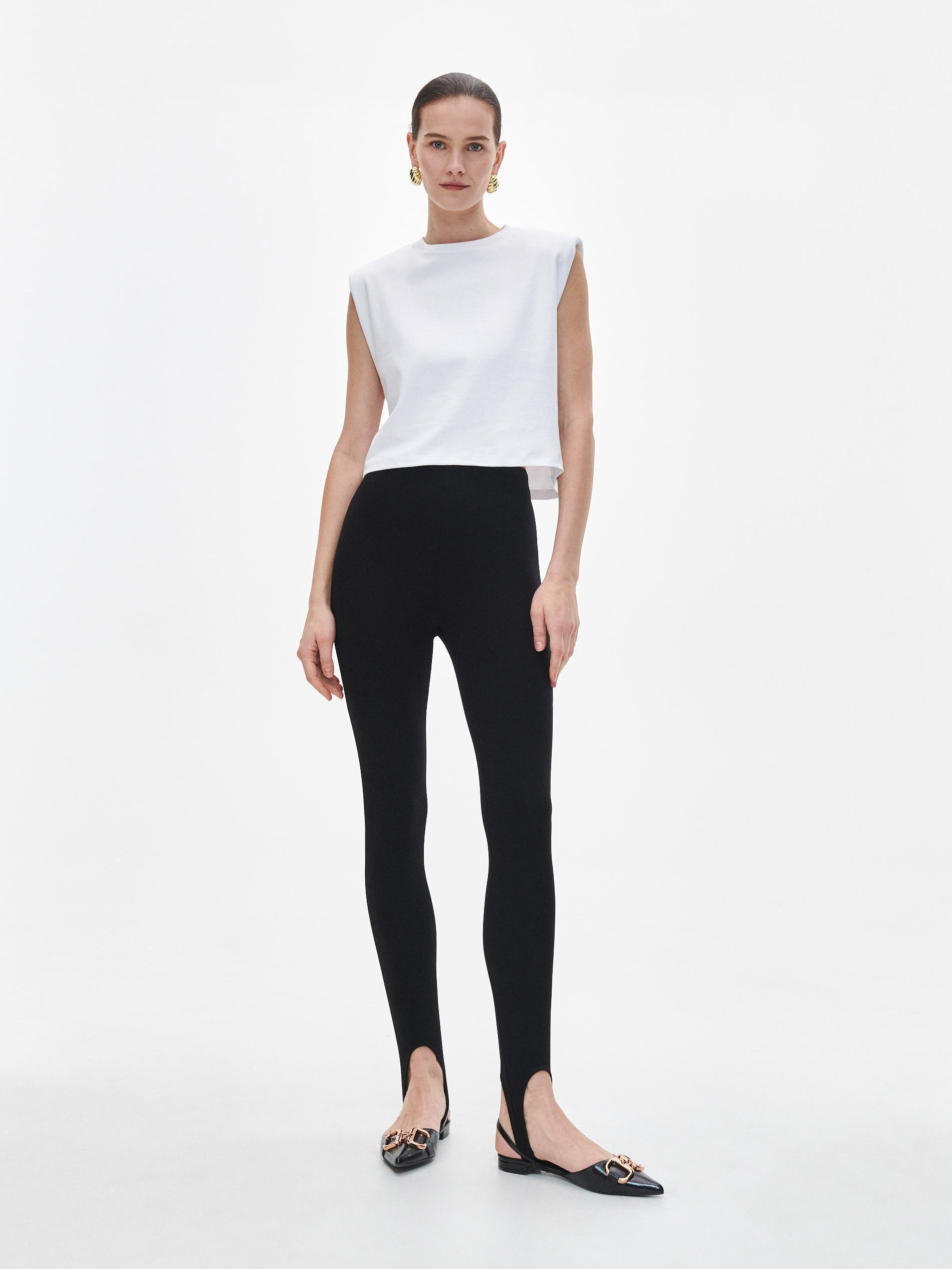 Black Viscose Rich Leggings, , large image number 2