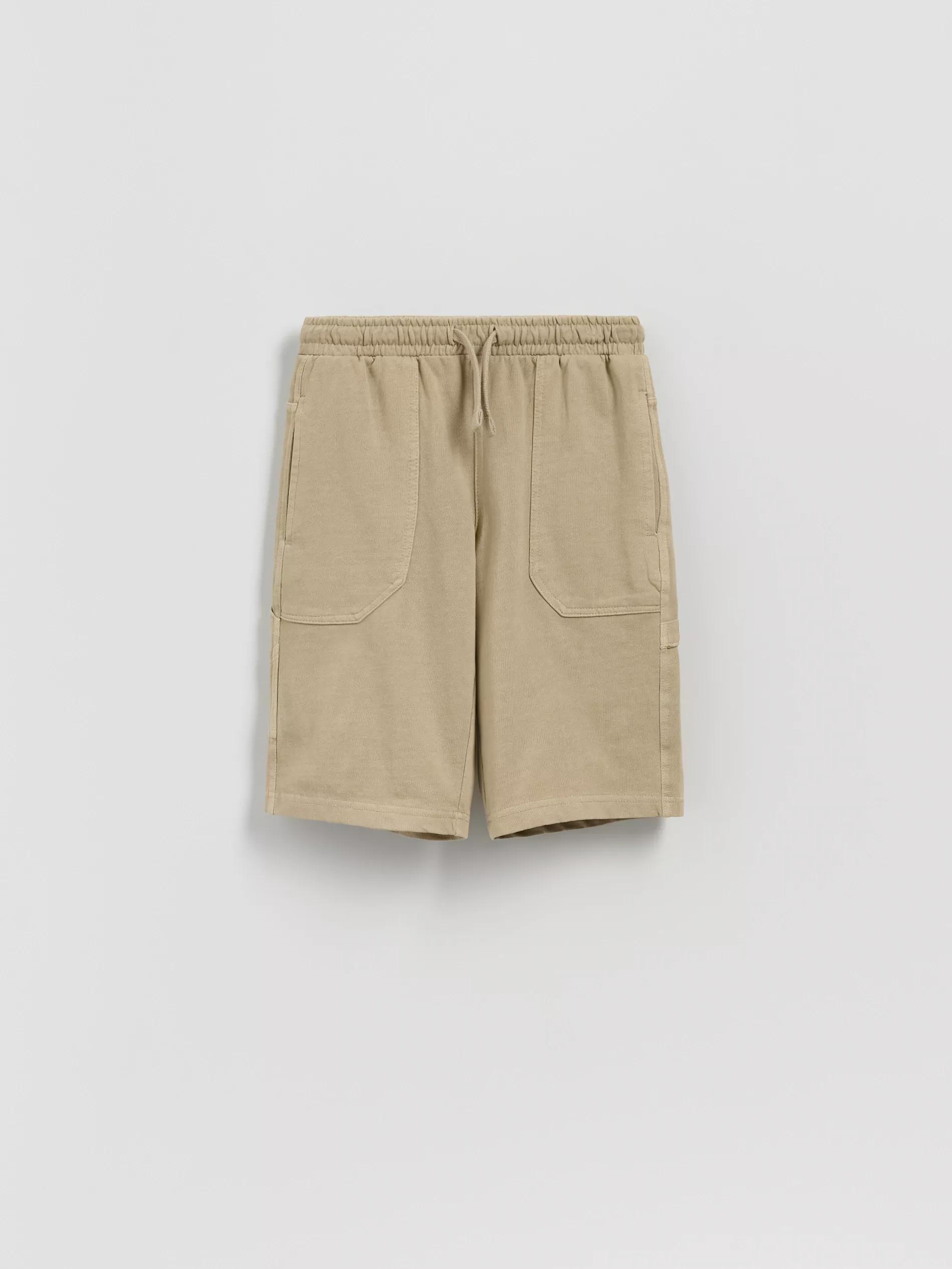 Beige Cotton Shorts, , large image number 0