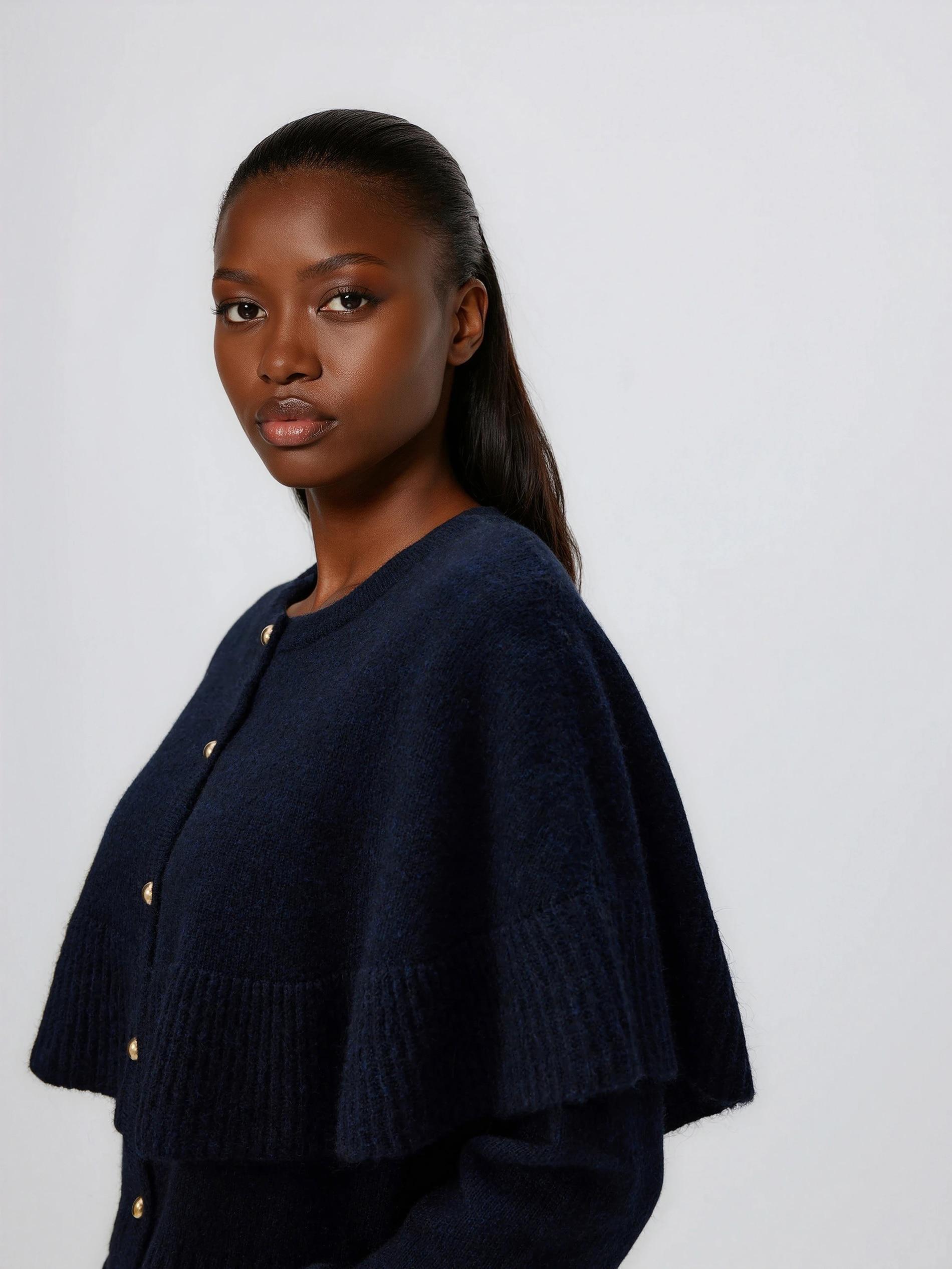 Navy Cardigan With Decorative Buttons, Navy, large image number 3