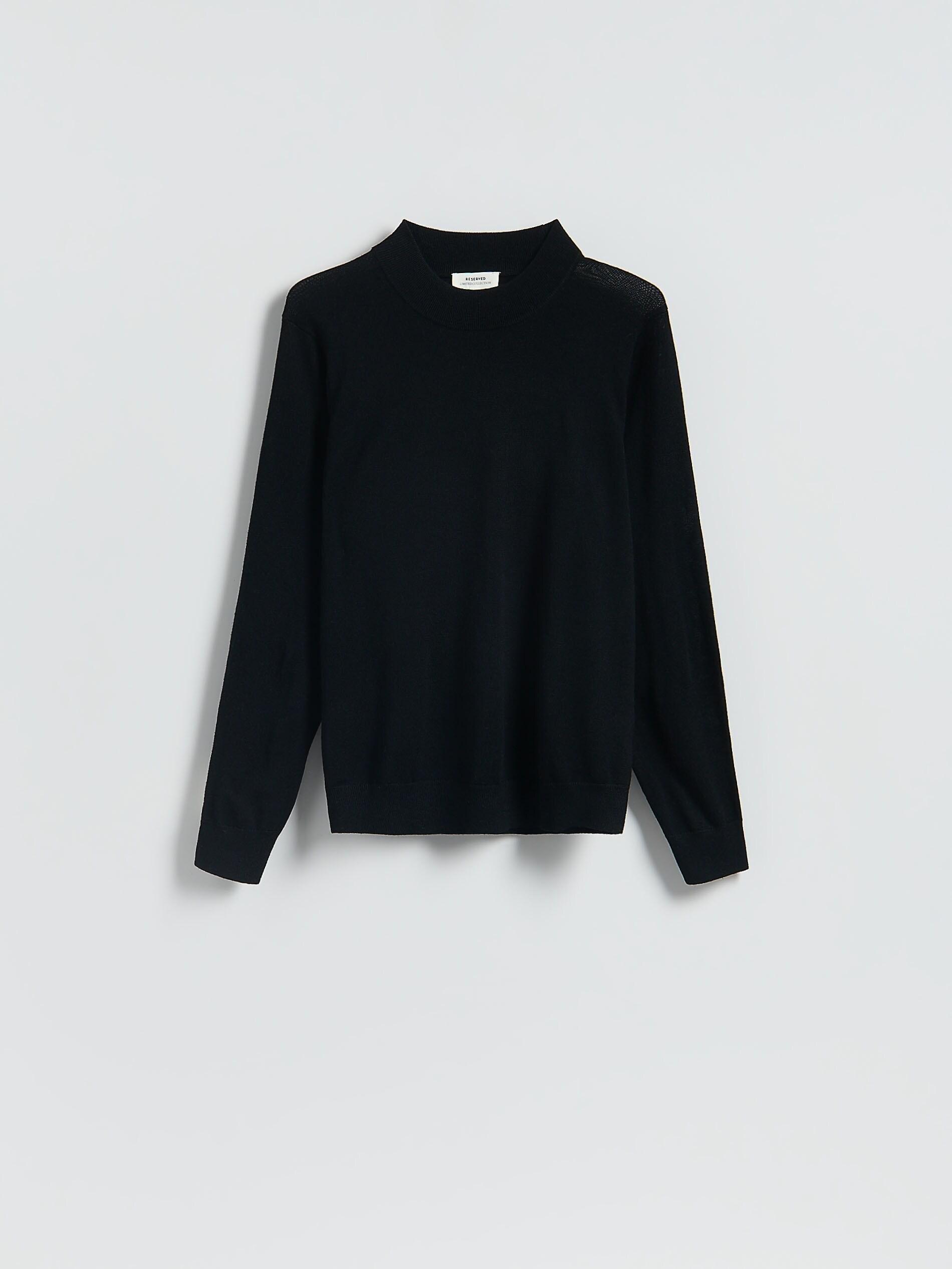 Black Merino Wool Jumper, Black, large image number 5