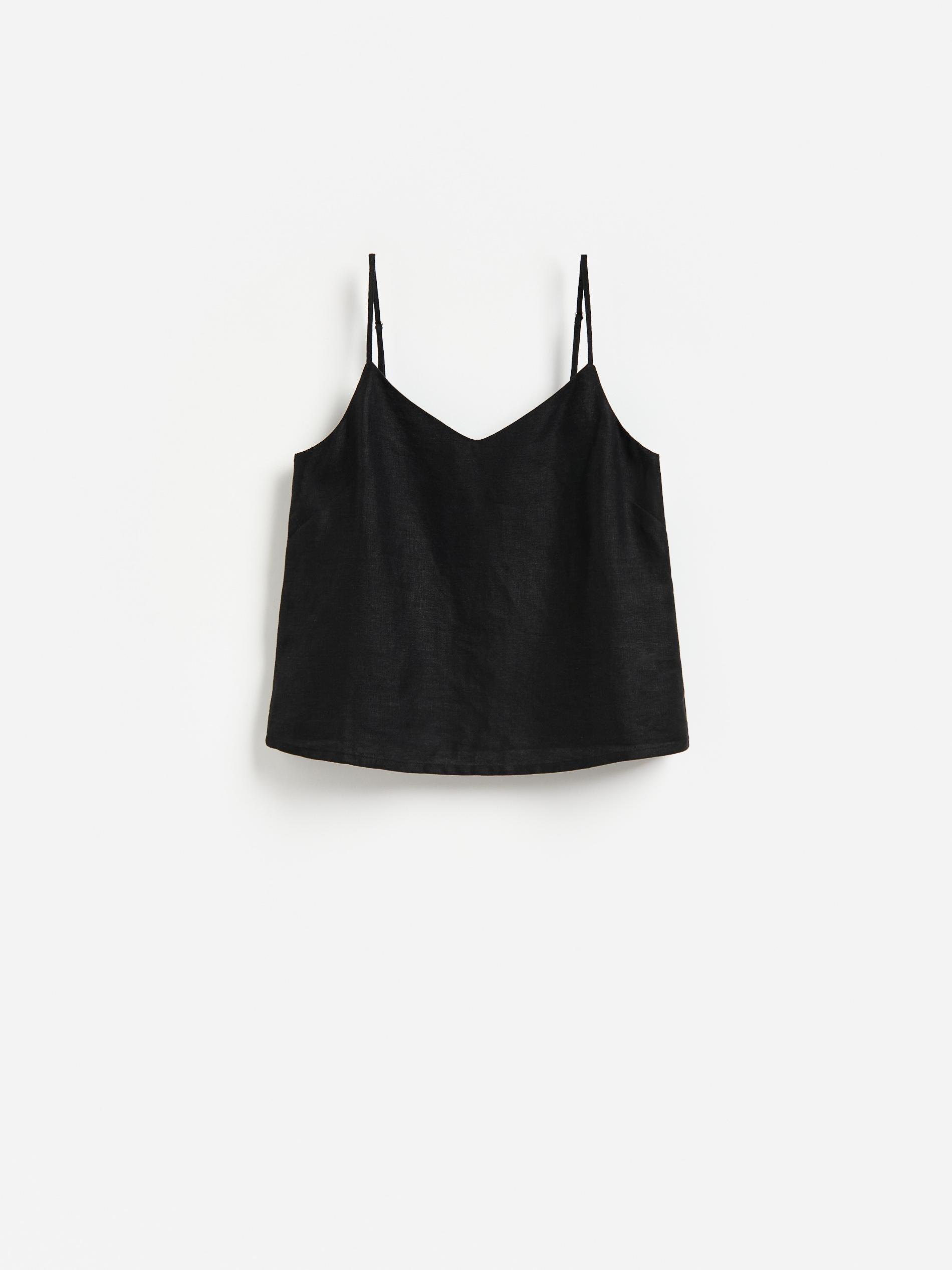 Black Linen Top, Black, large image number 5