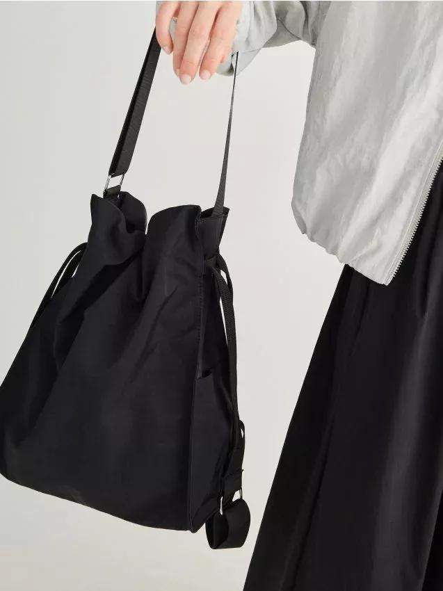 Black Backpack With Buckles, Black, large image number 0