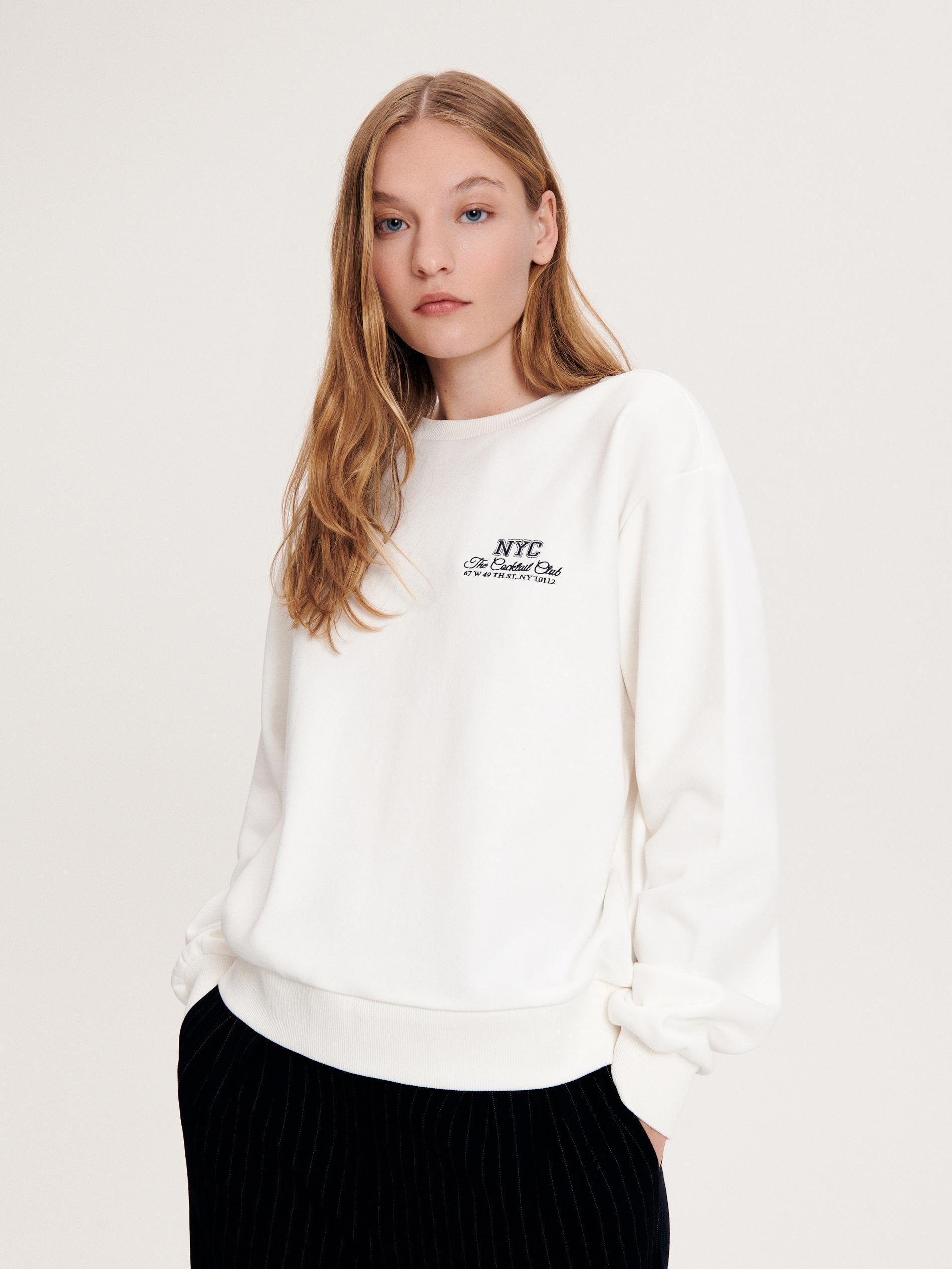 Cream Round Neck Jogging Top, , large image number 1