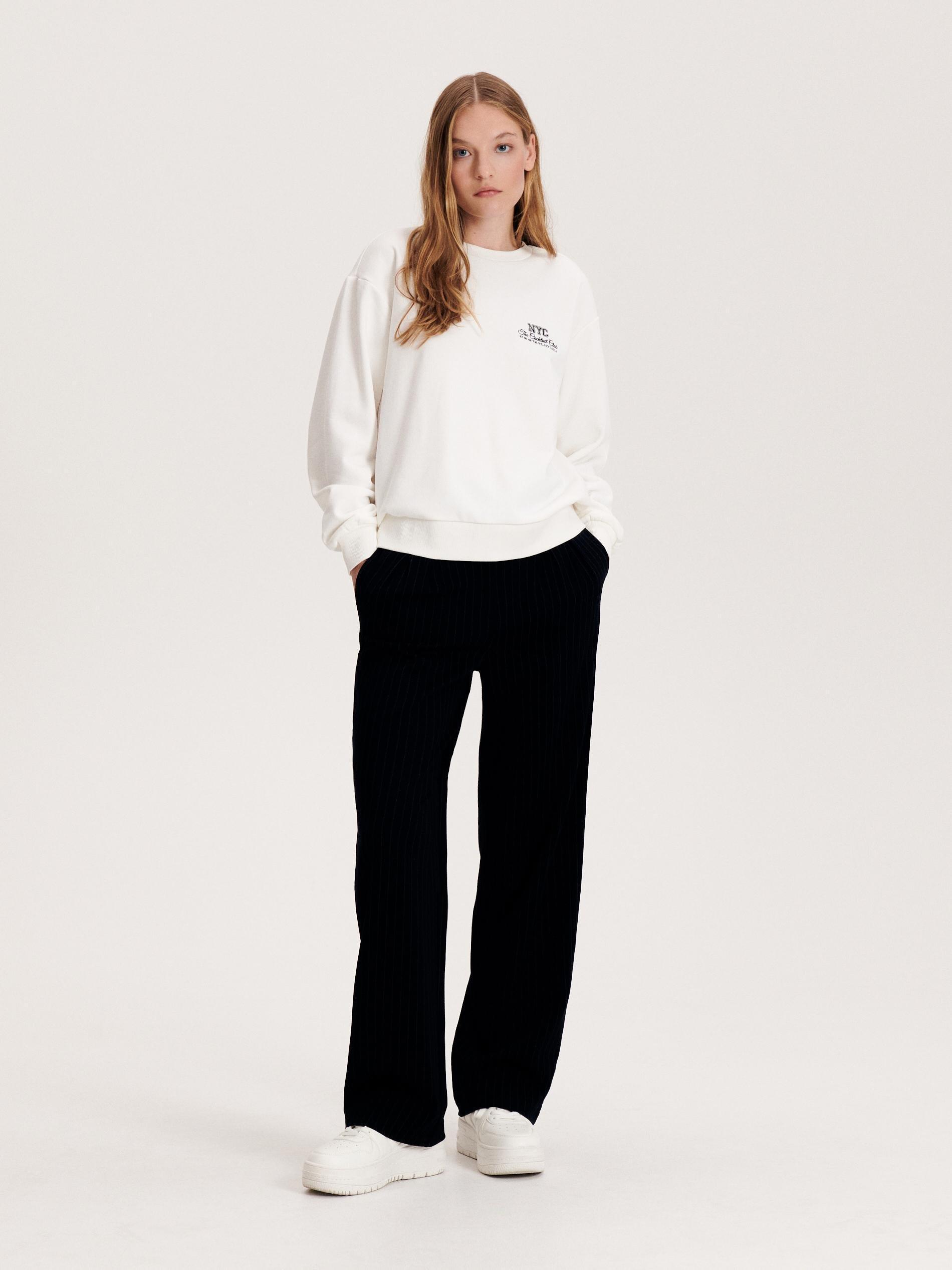 Cream Round Neck Jogging Top, , large image number 2