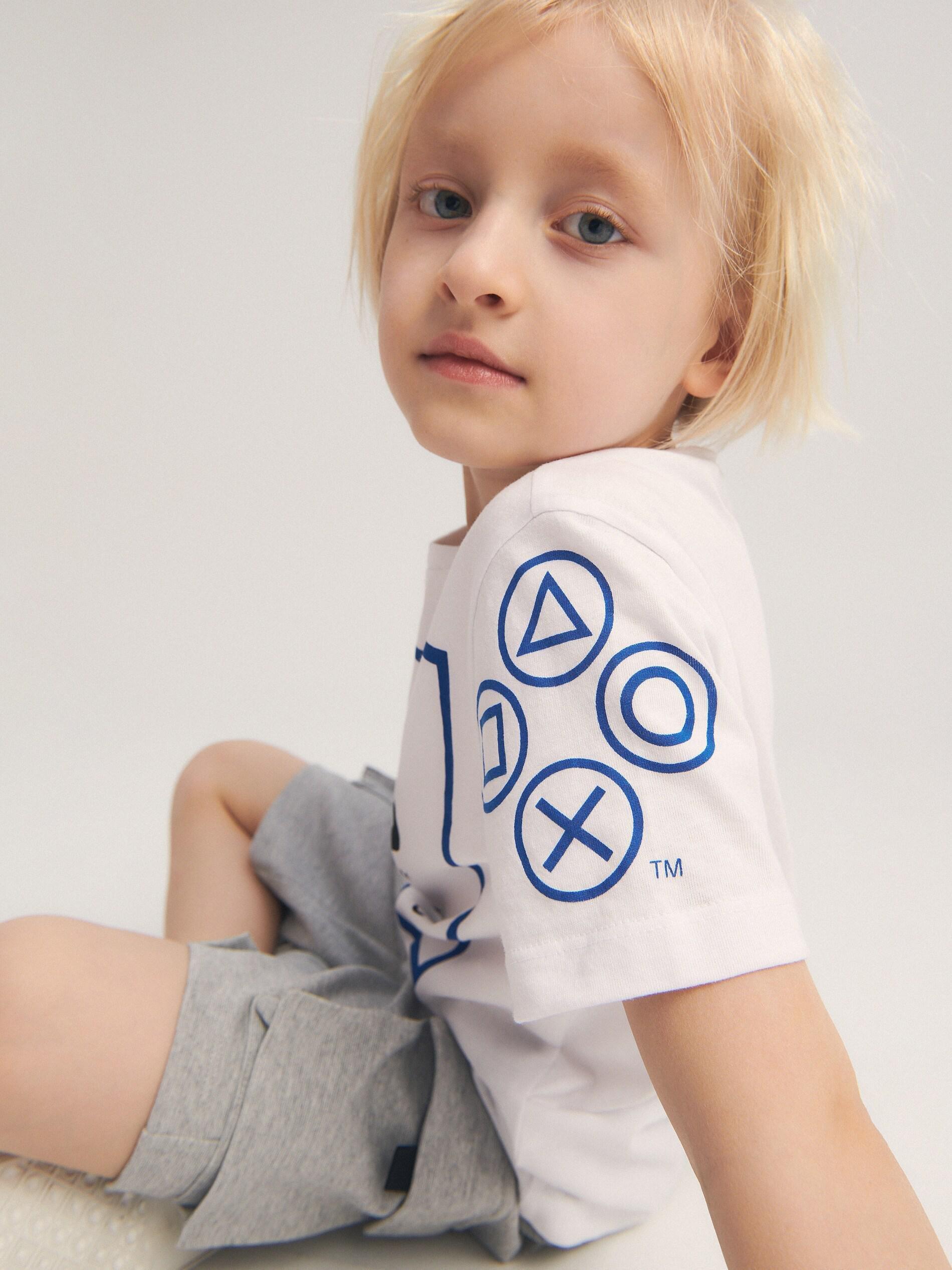 White Playstation Cotton T-Shirt, Kids Boys, , large image number 0