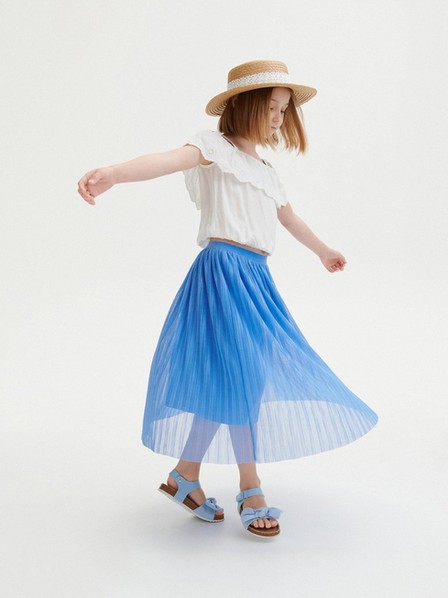 Reserved - Blue Pleated Skirt, Kids Girls