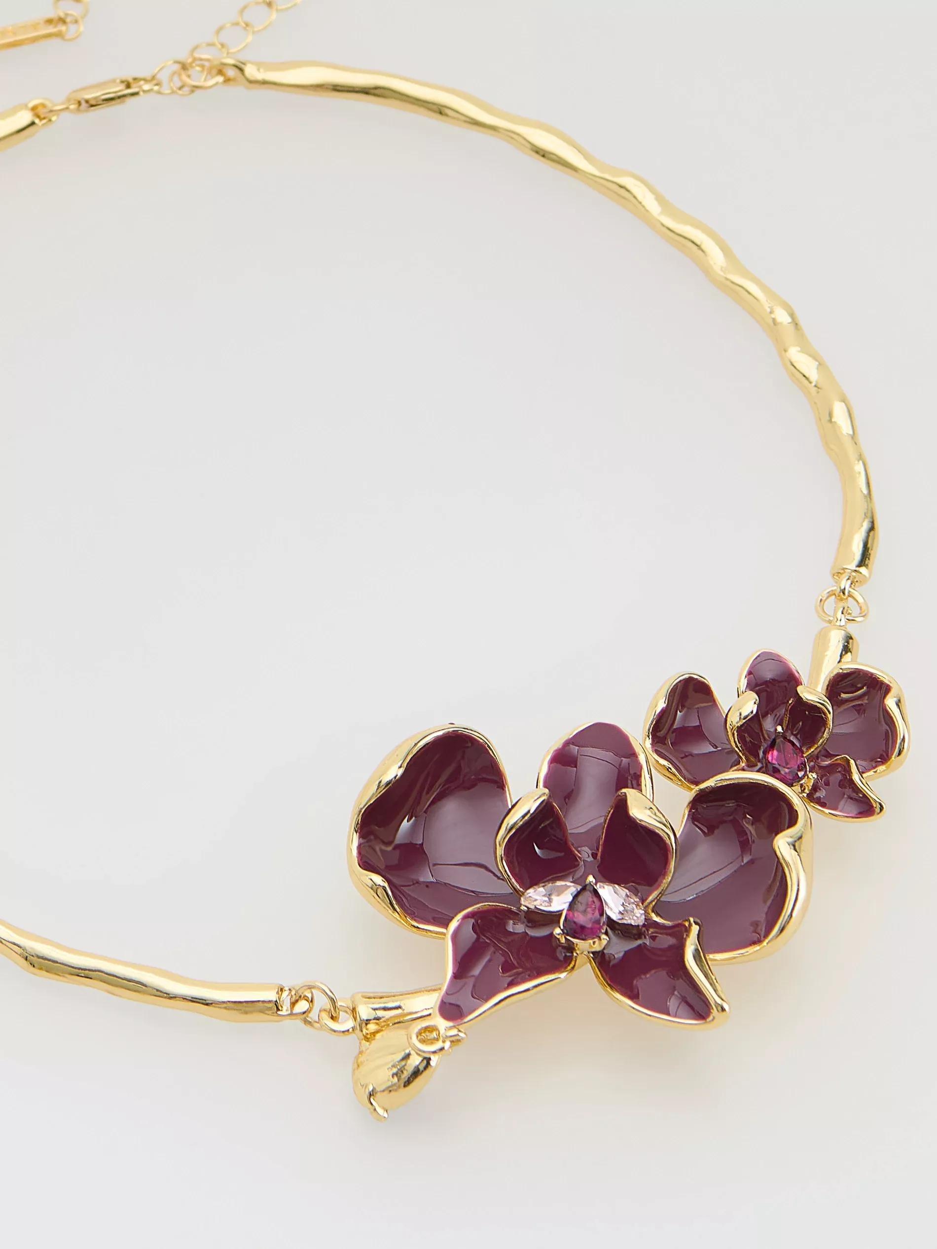 Purple Flower Necklace, Purple, large image number 1