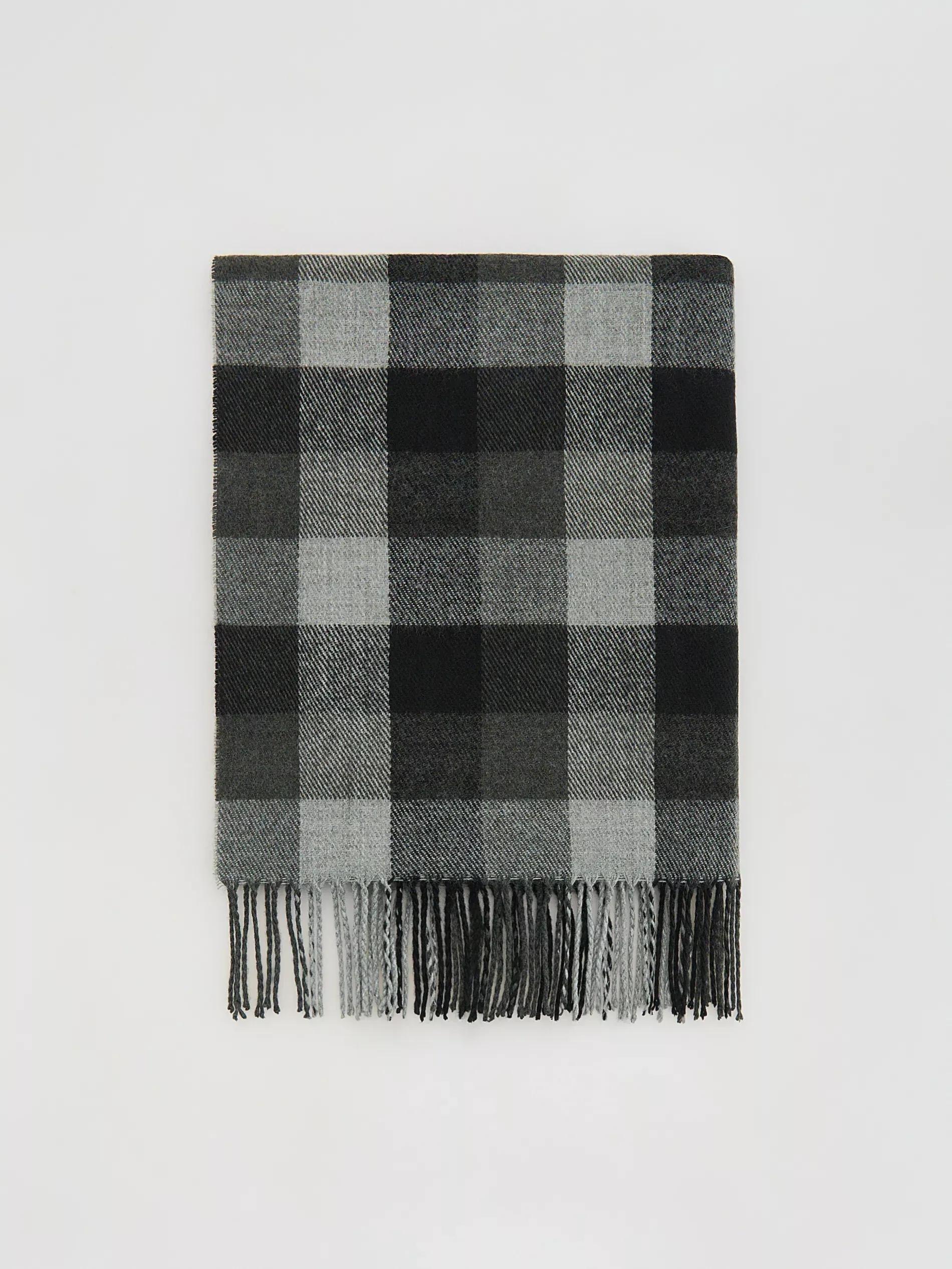 Grey Check Scarf, Grey, large image number 0