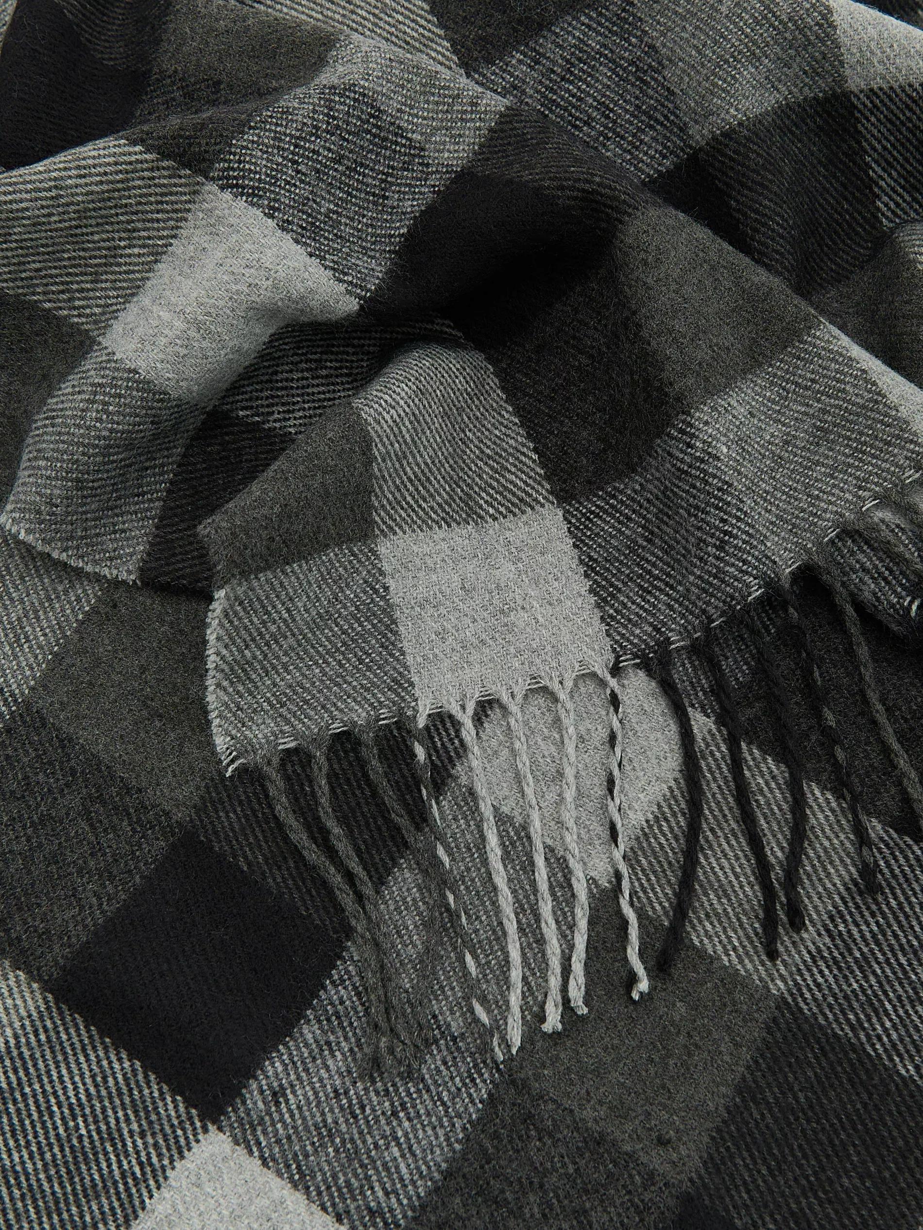 Grey Check Scarf, Grey, large image number 1