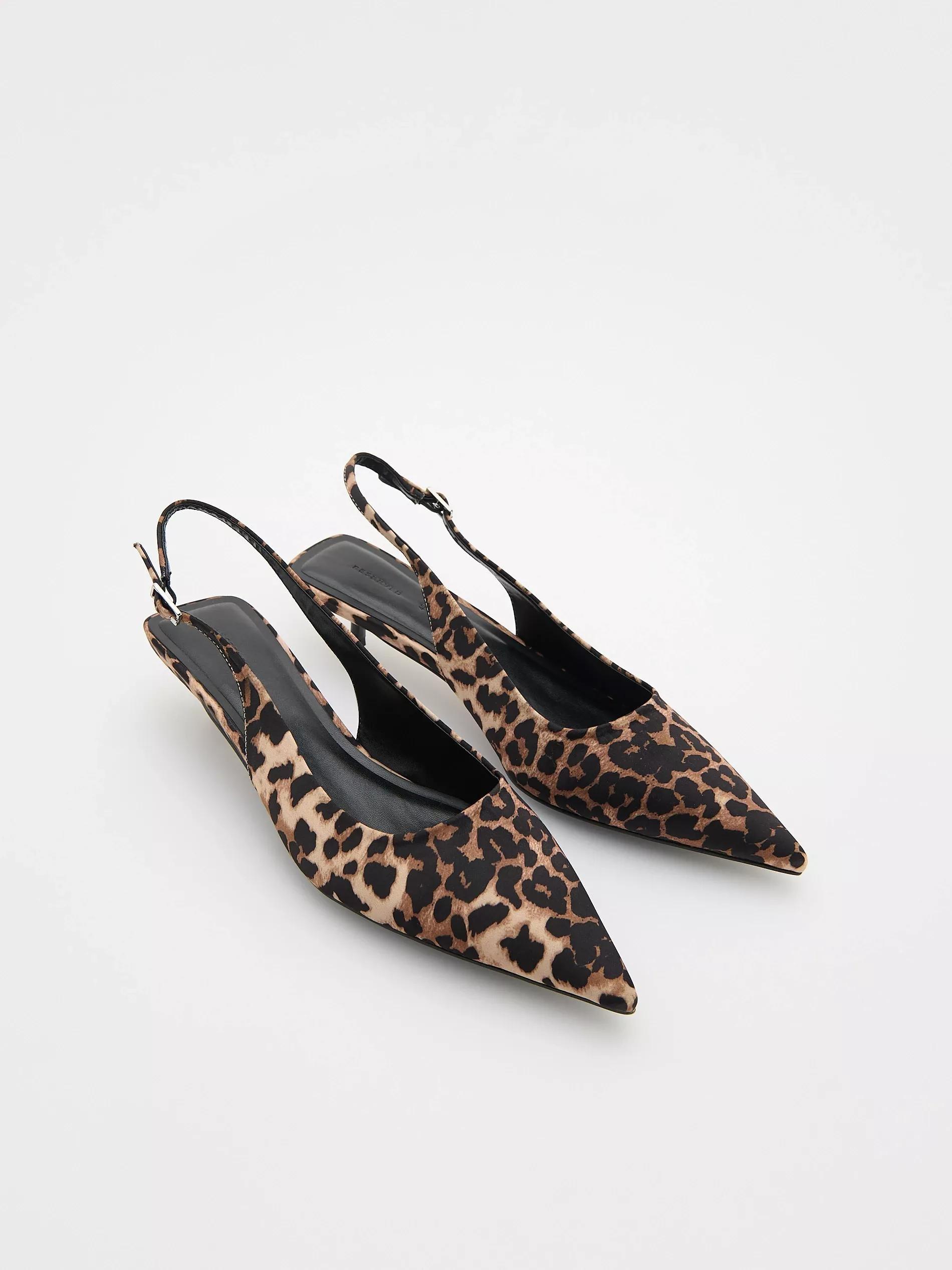 Multicolour Kitten Heel Shoes With Leopard Pattern, , large image number 4