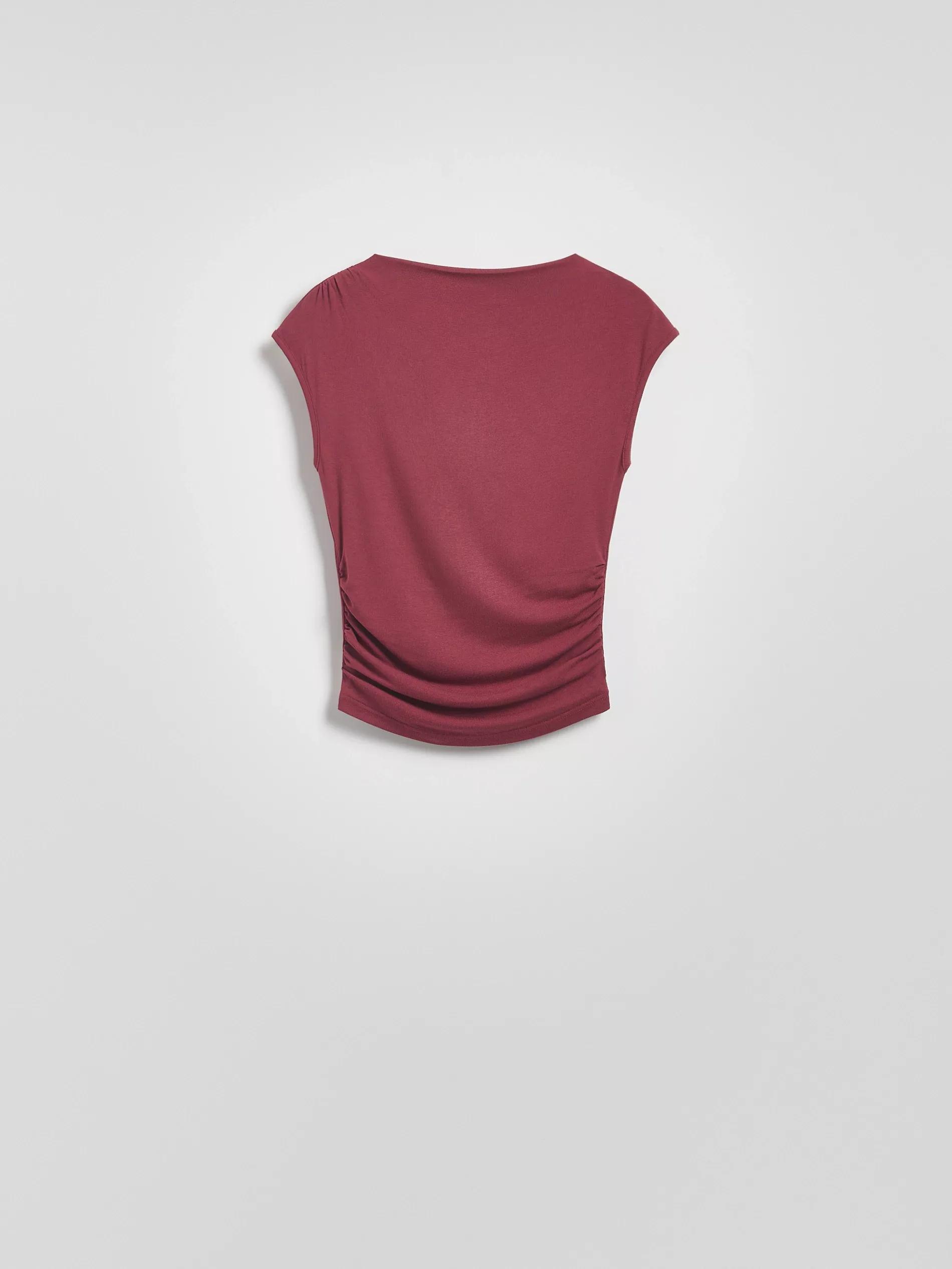Maroon Blouse With Drape Detail, , large image number 0