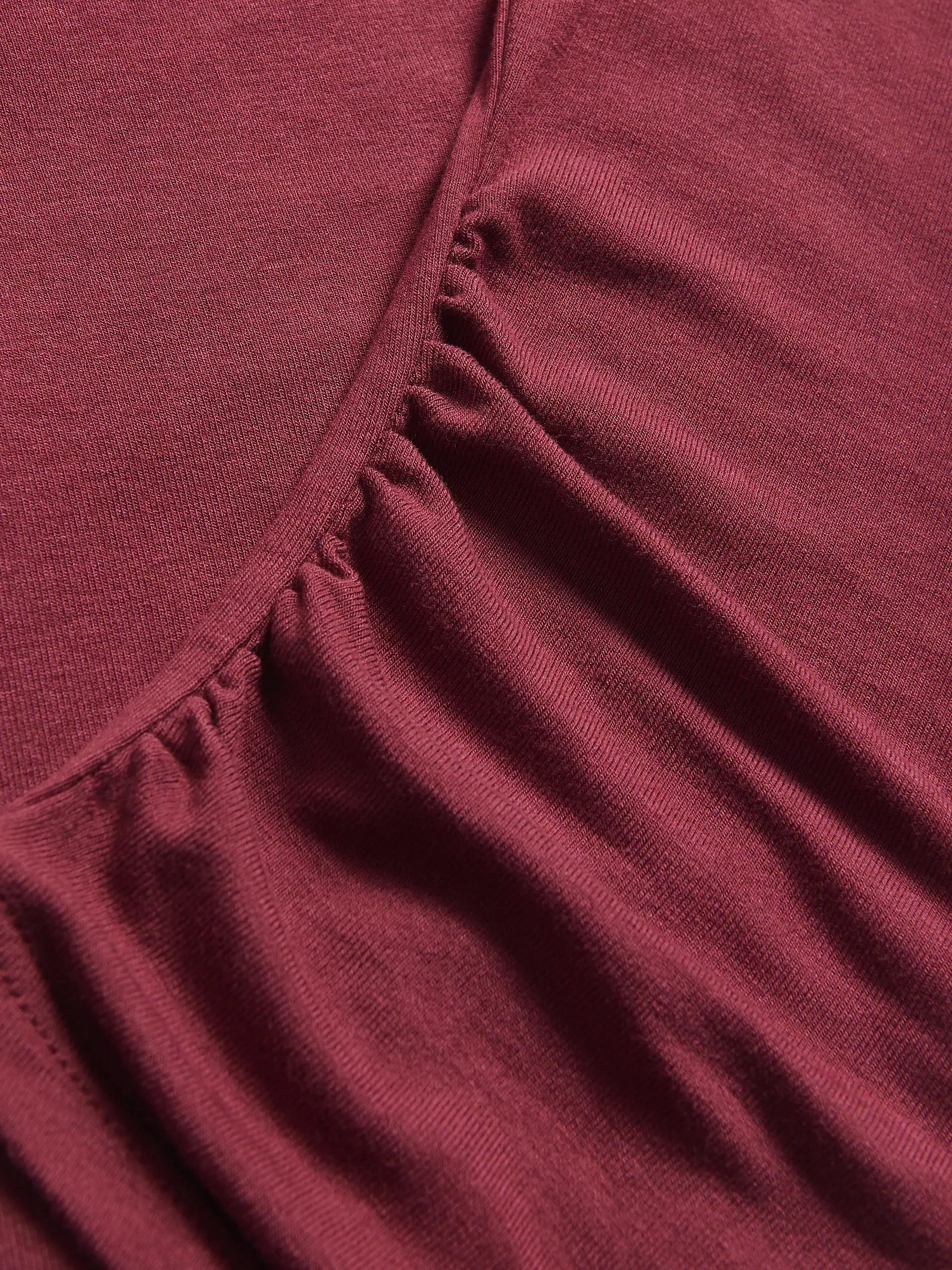 Maroon Blouse With Drape Detail, , large image number 1