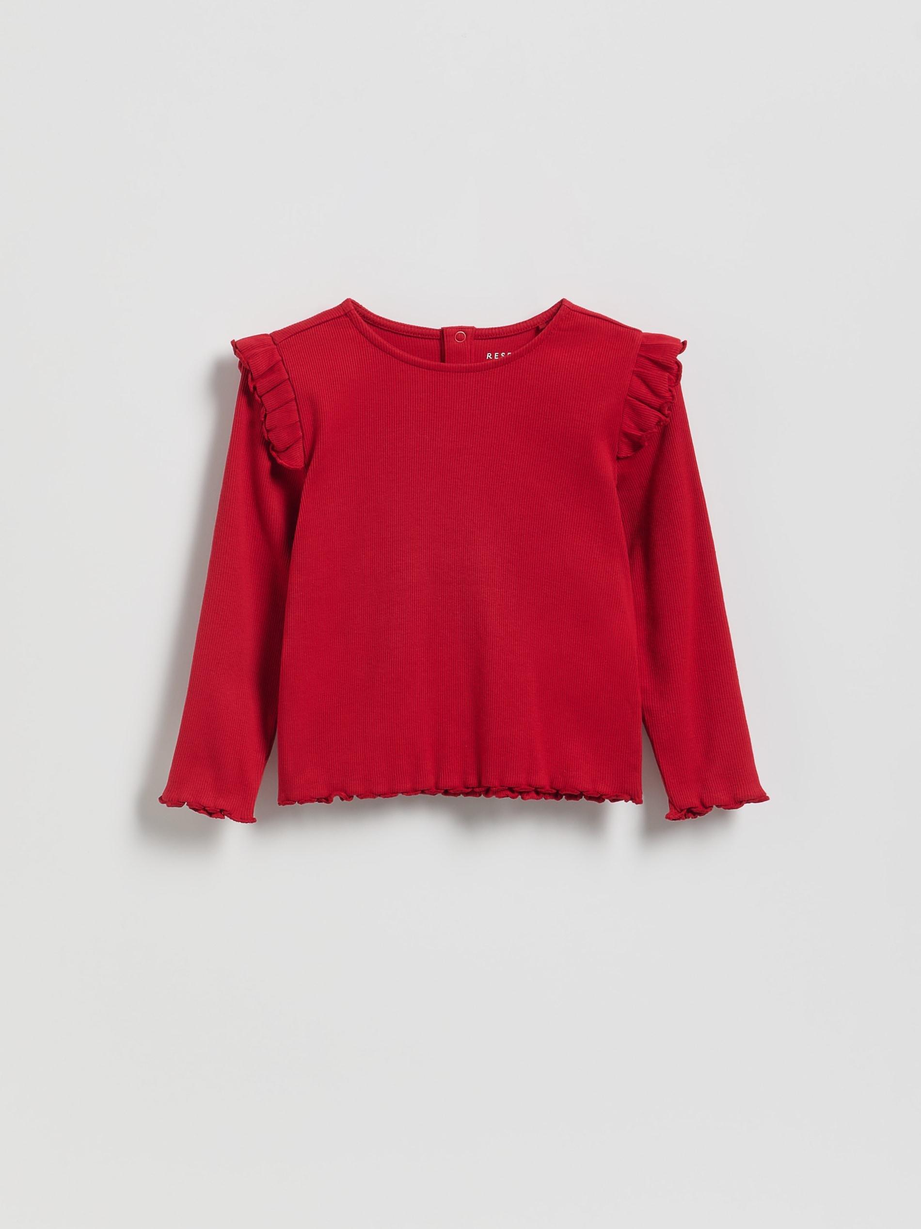 Red Ruffle Blouse, Red, medium