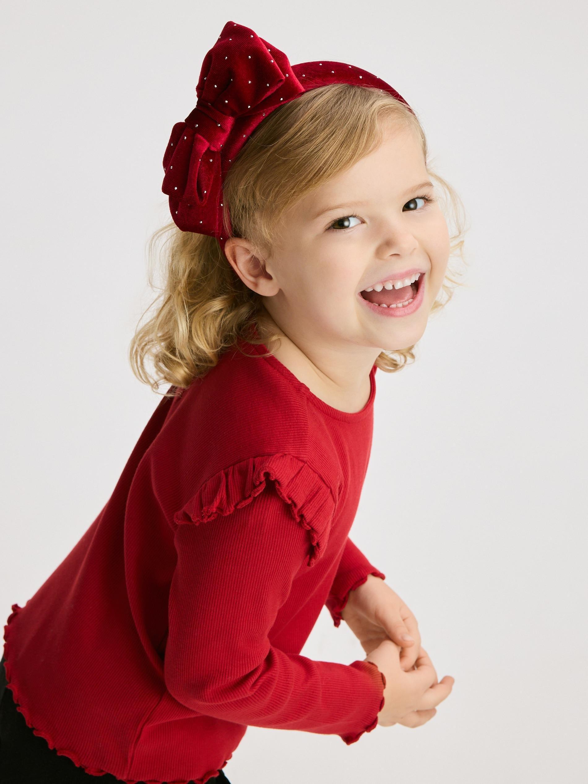 Red Ruffle Blouse, Red, large image number 1