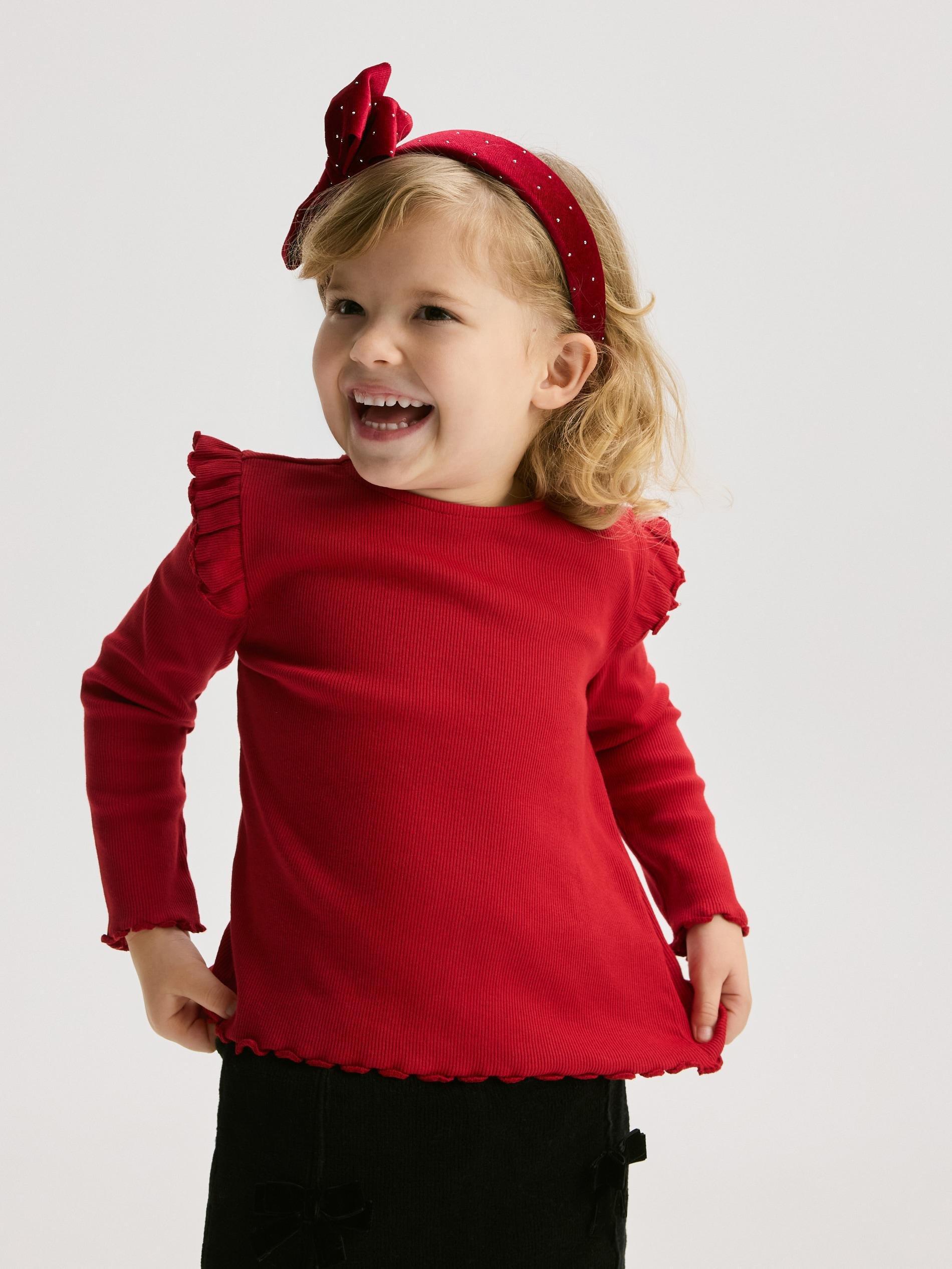 Red Ruffle Blouse, Red, medium