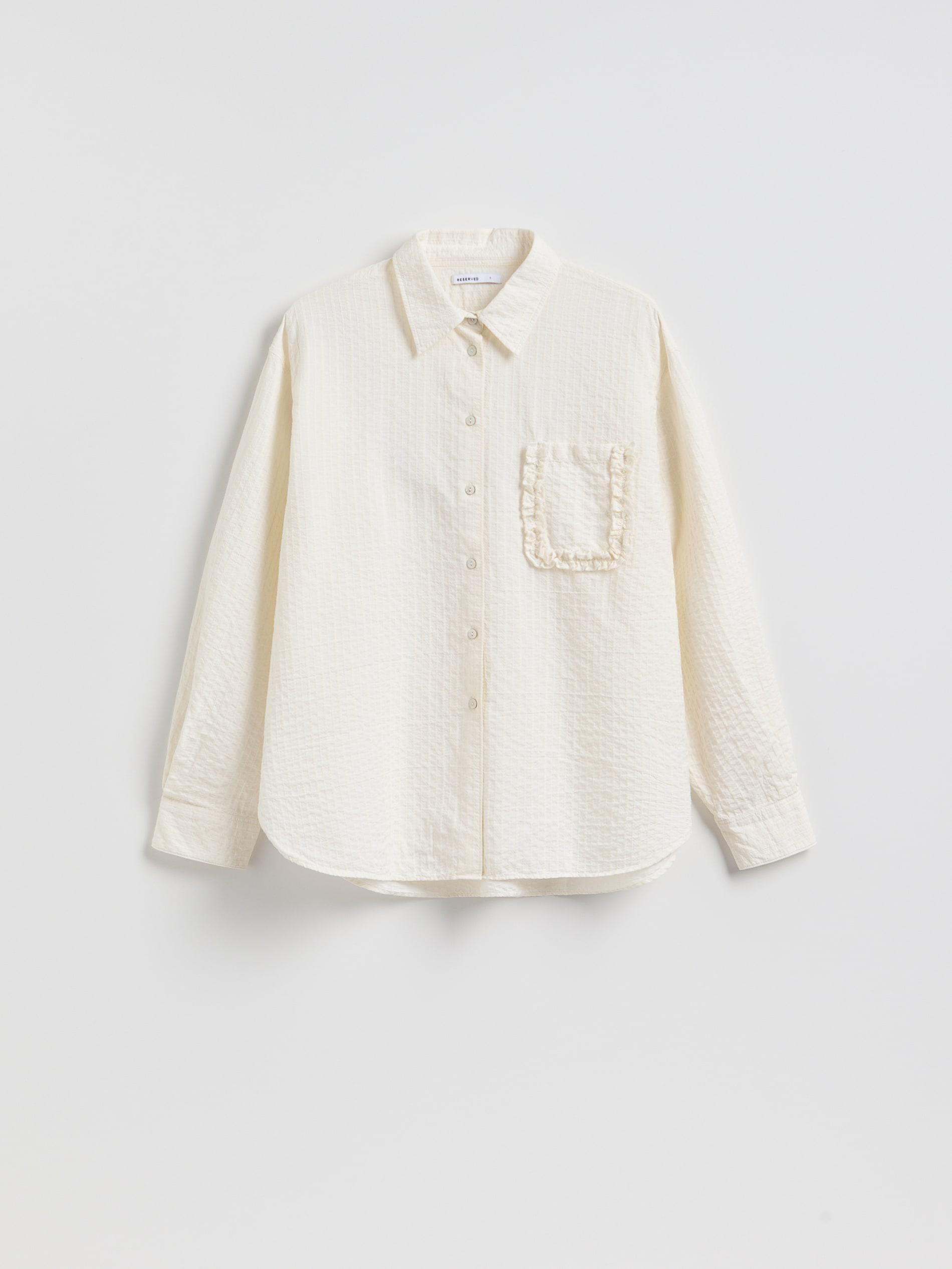 Cream Shirt With Pocket, Ivory, large image number 4