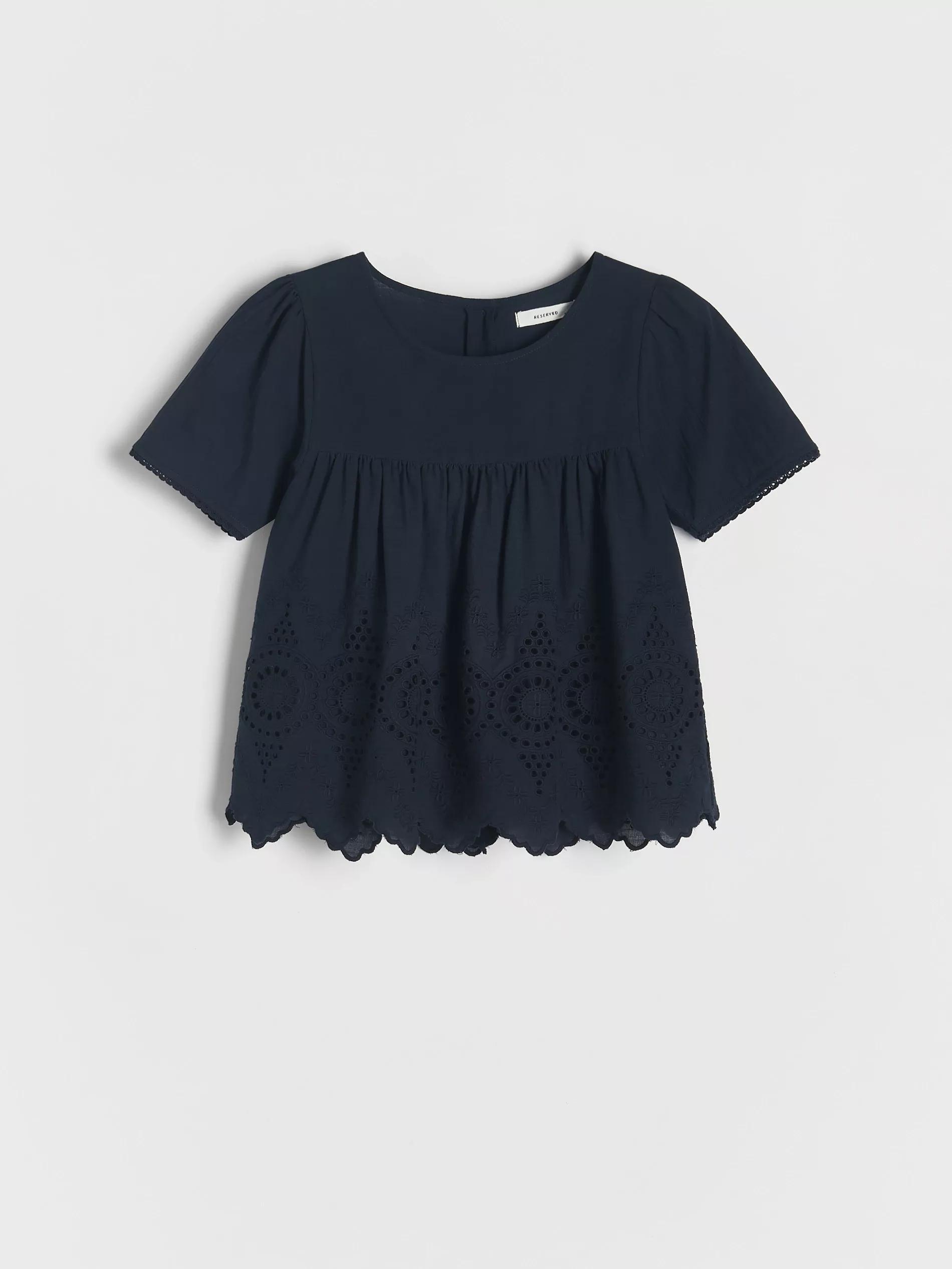 Blue Blouse With Openwork Hem, , large image number 2