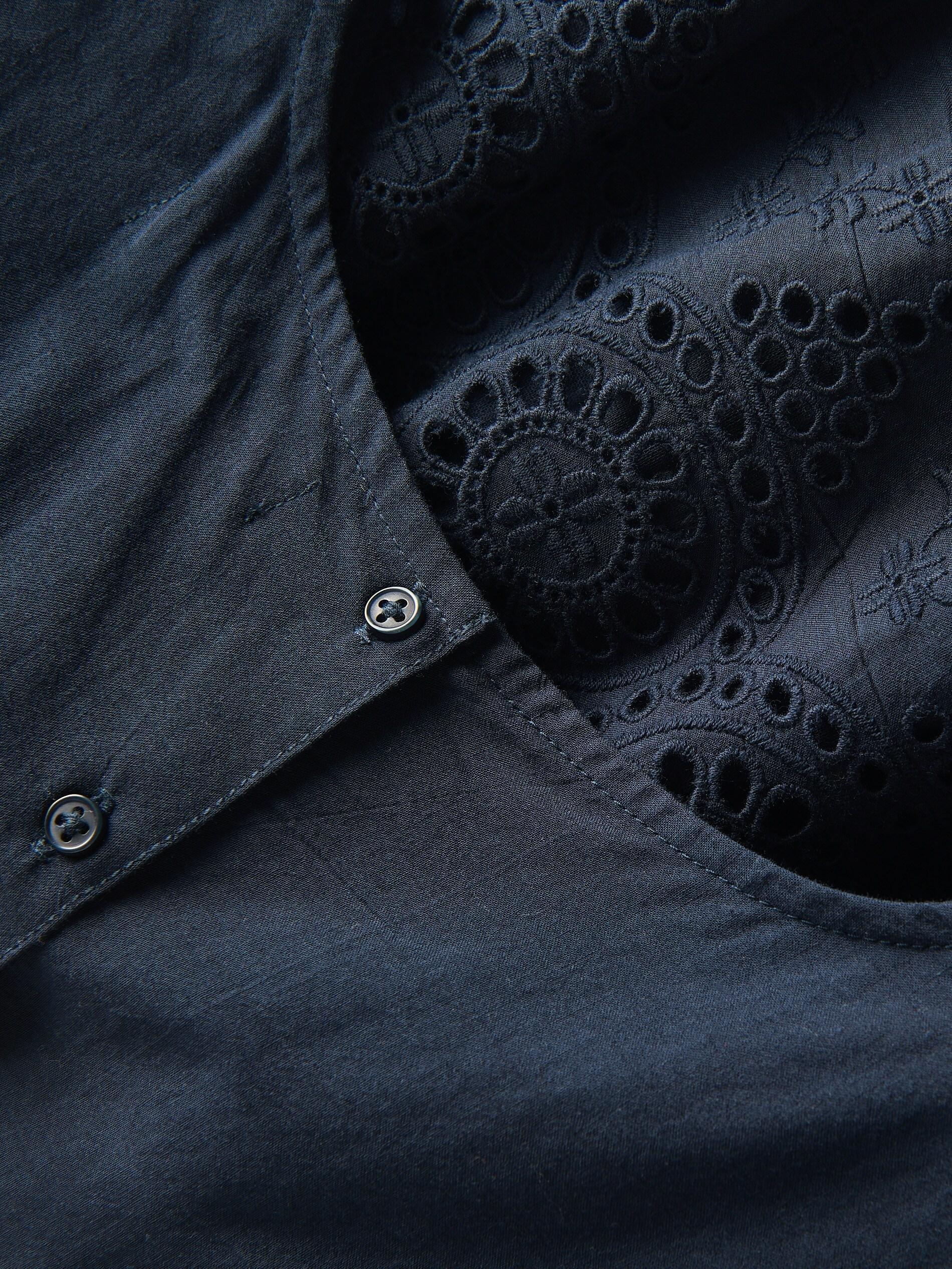 Blue Blouse With Openwork Hem, Blue, large image number 3