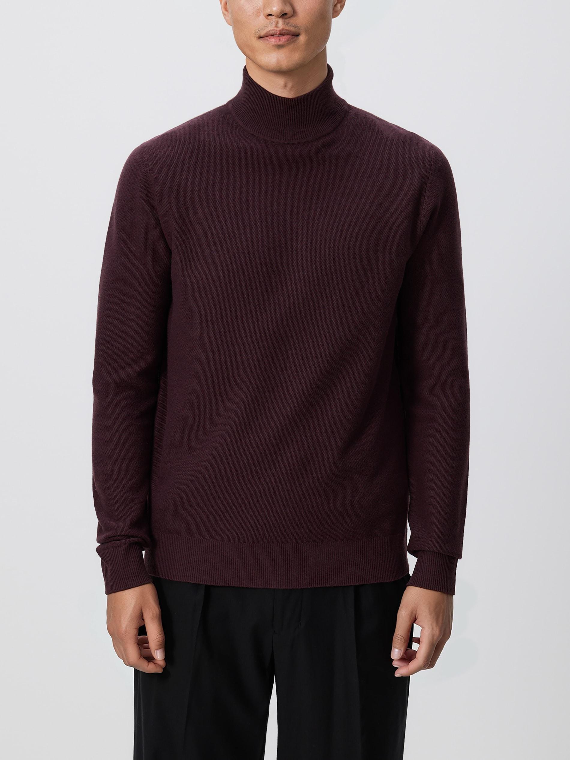Purple Plain Turtleneck In Jersey, Purple, medium