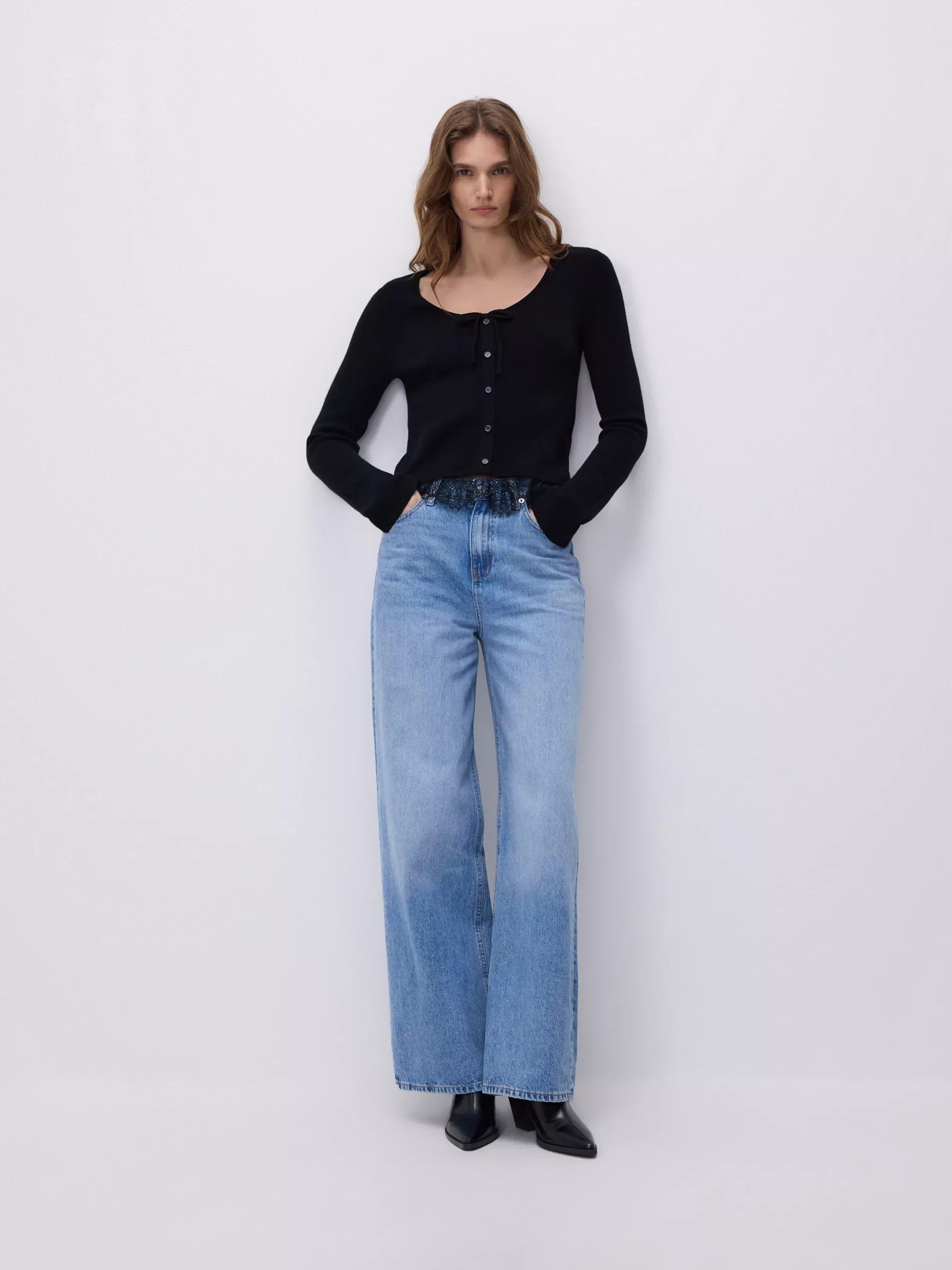 Black Jumper With Lace Detail, Black, large image number 0